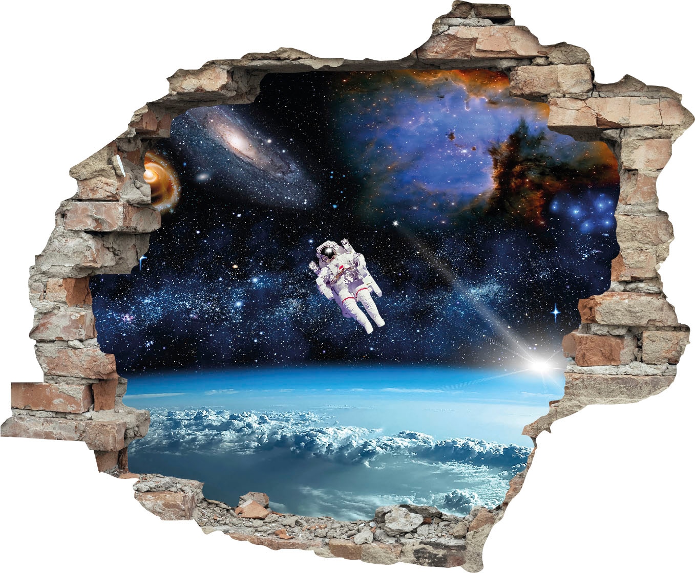 Image of queence Wandtattoo "Astronaut" Wandsticker, Wandbild, selbstklebend, 3D, Wanddurchbruch