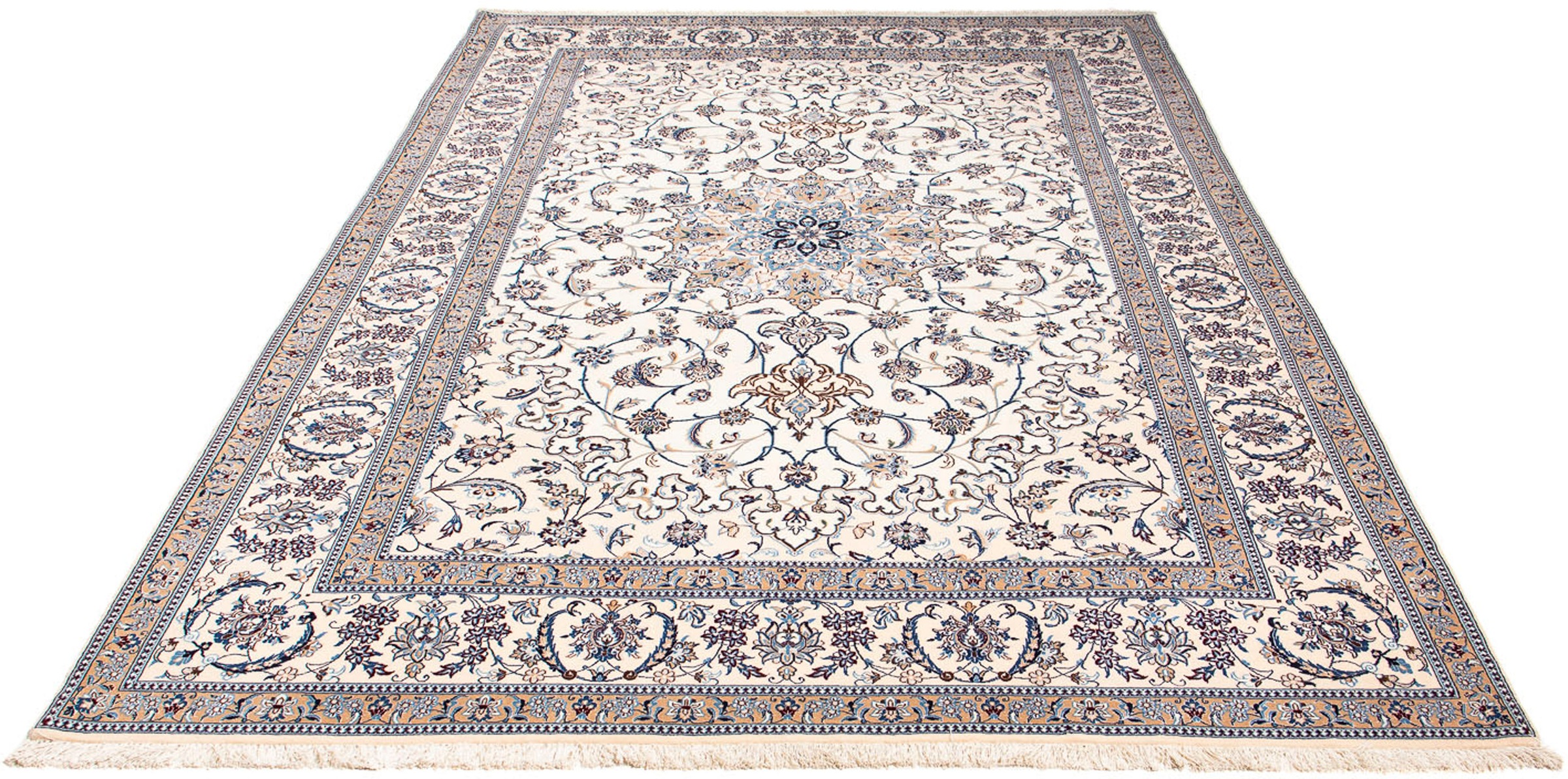 Image of morgenland Orientteppich »Perser - Nain - Premium - 257 x 172 cm - beige«, rechteckig, 6 mm Höhe, Wohnzimmer, Handgeknüpft, Einzelstück mit Zertifikat bei Ackermann Versand Schweiz