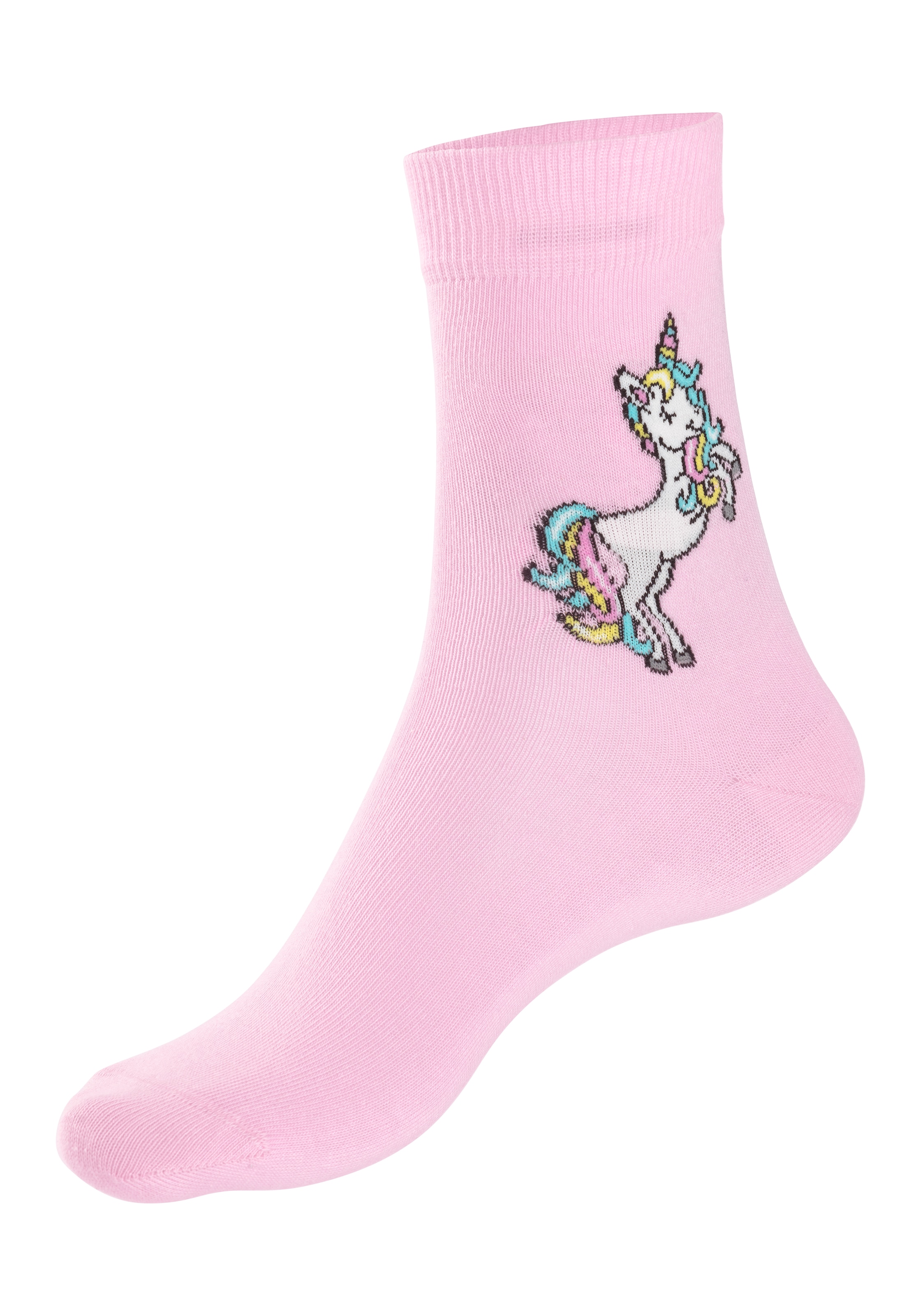 H.I.S Basicsocken, (4 Paar), mit Einhorn Motiven