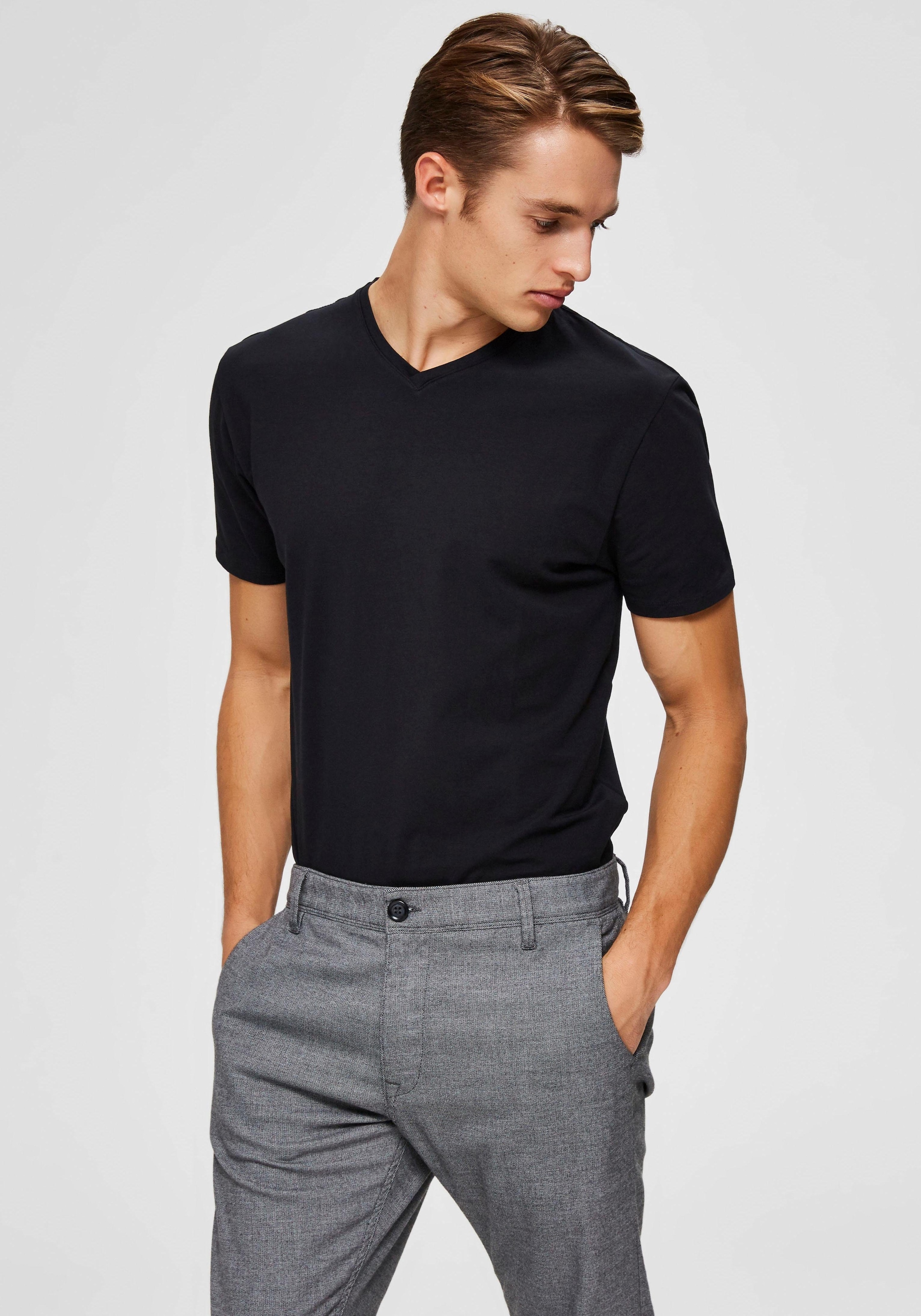 Image of SELECTED V-Shirt "SLHNEWPIMA SS V-NECK TEE B NOOS"