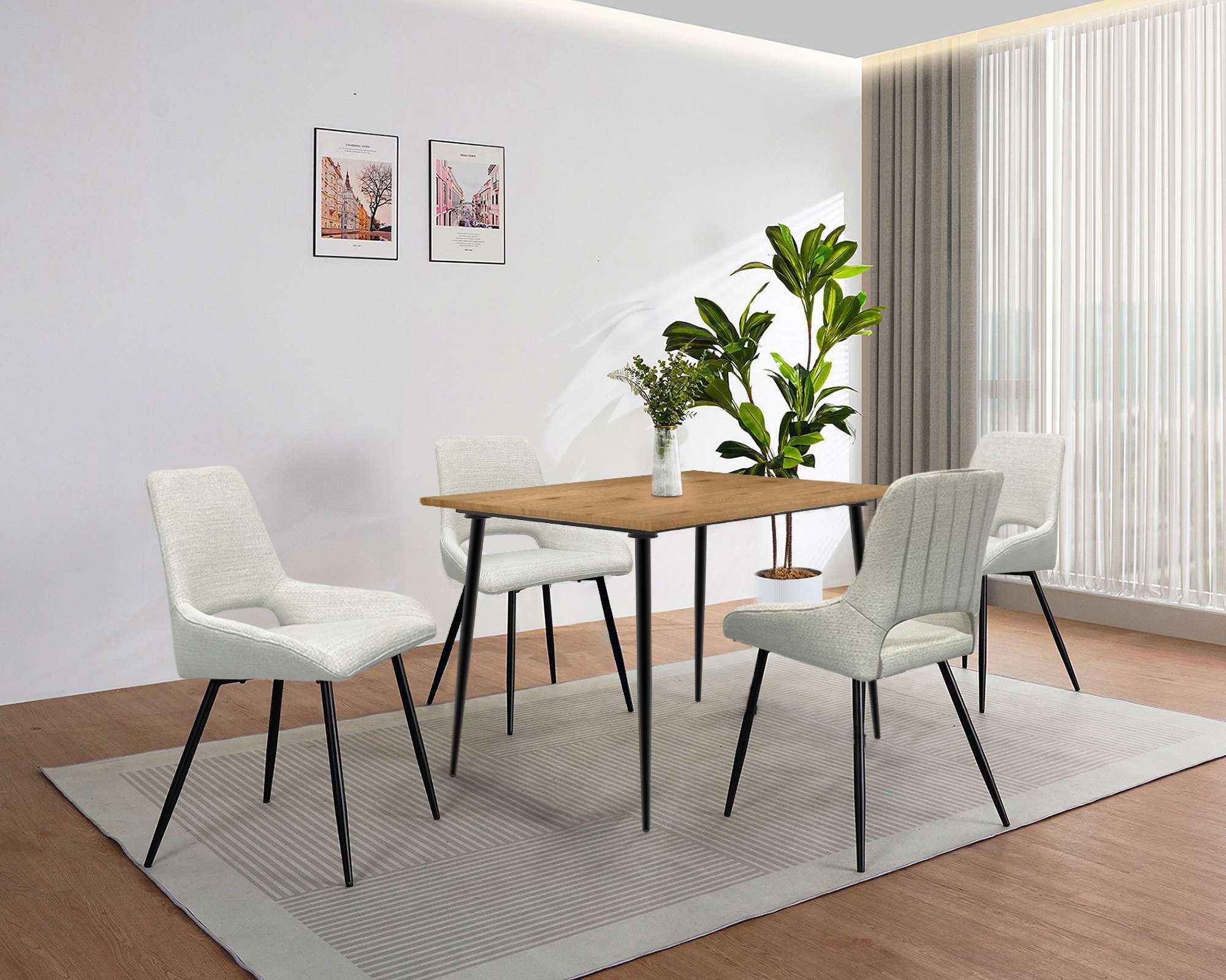 GOODproduct Table de salle à manger »Danny« avec pieds métalliques laqués poudre, Ø 38 mm