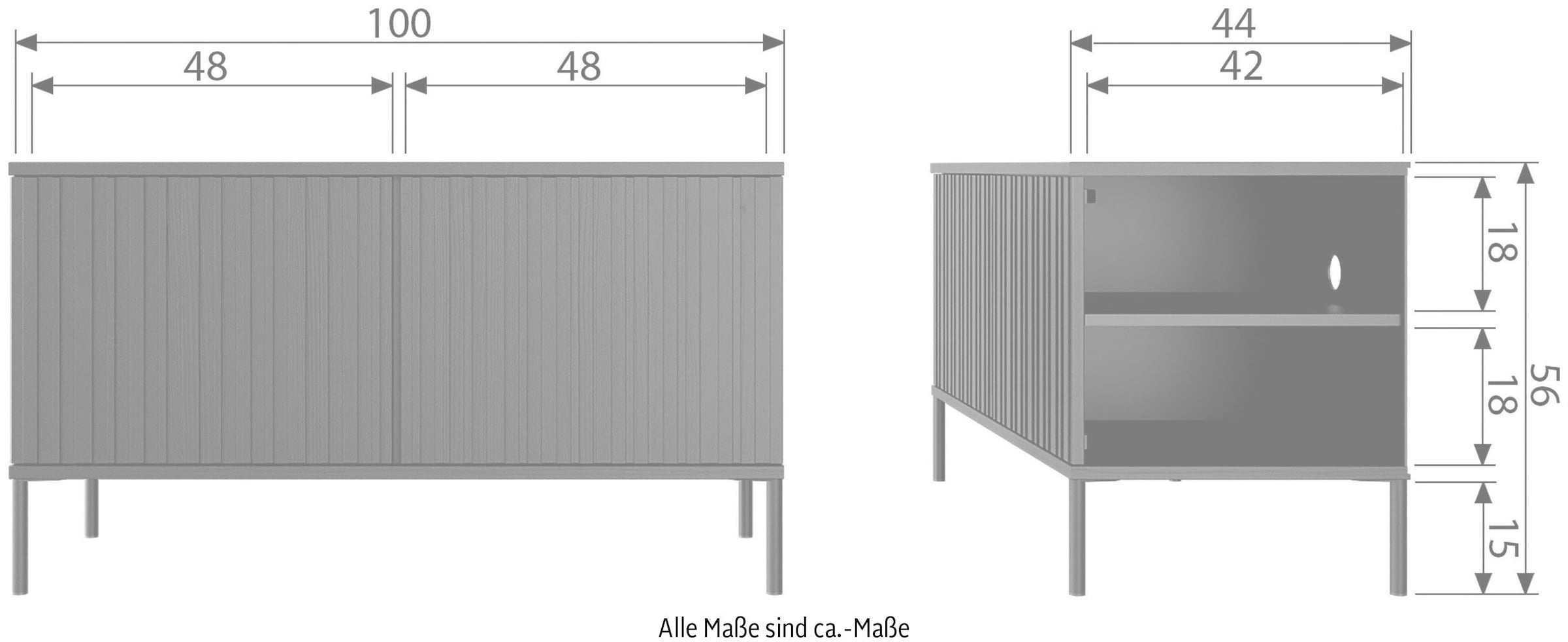 WOOOD Sideboard »New Gravure FSC® Mix holz mit Druckmechanismus H 56 x B 150 x T 44 cm« Kommode Höhe 56 cm, mit grafischen Relieftüren, viel Stauraum