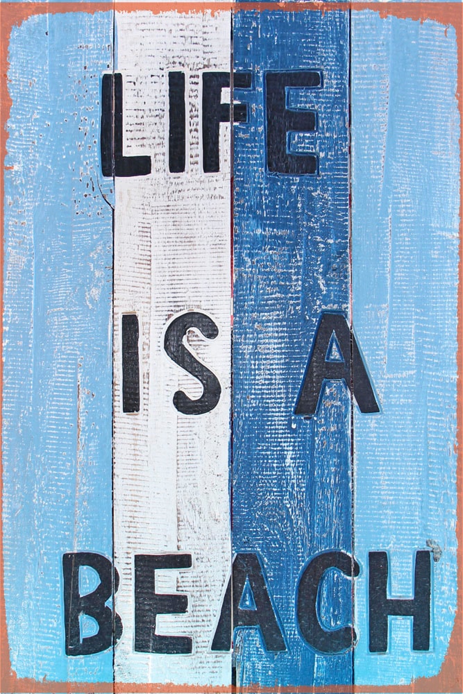 Image of queence Metallbild "Beach" Meer Schriftzug Sprüche Sprüche & Texte 1 Stk. tlg. Stahlschild, Blechschild, Sprüche, Texte, witzig