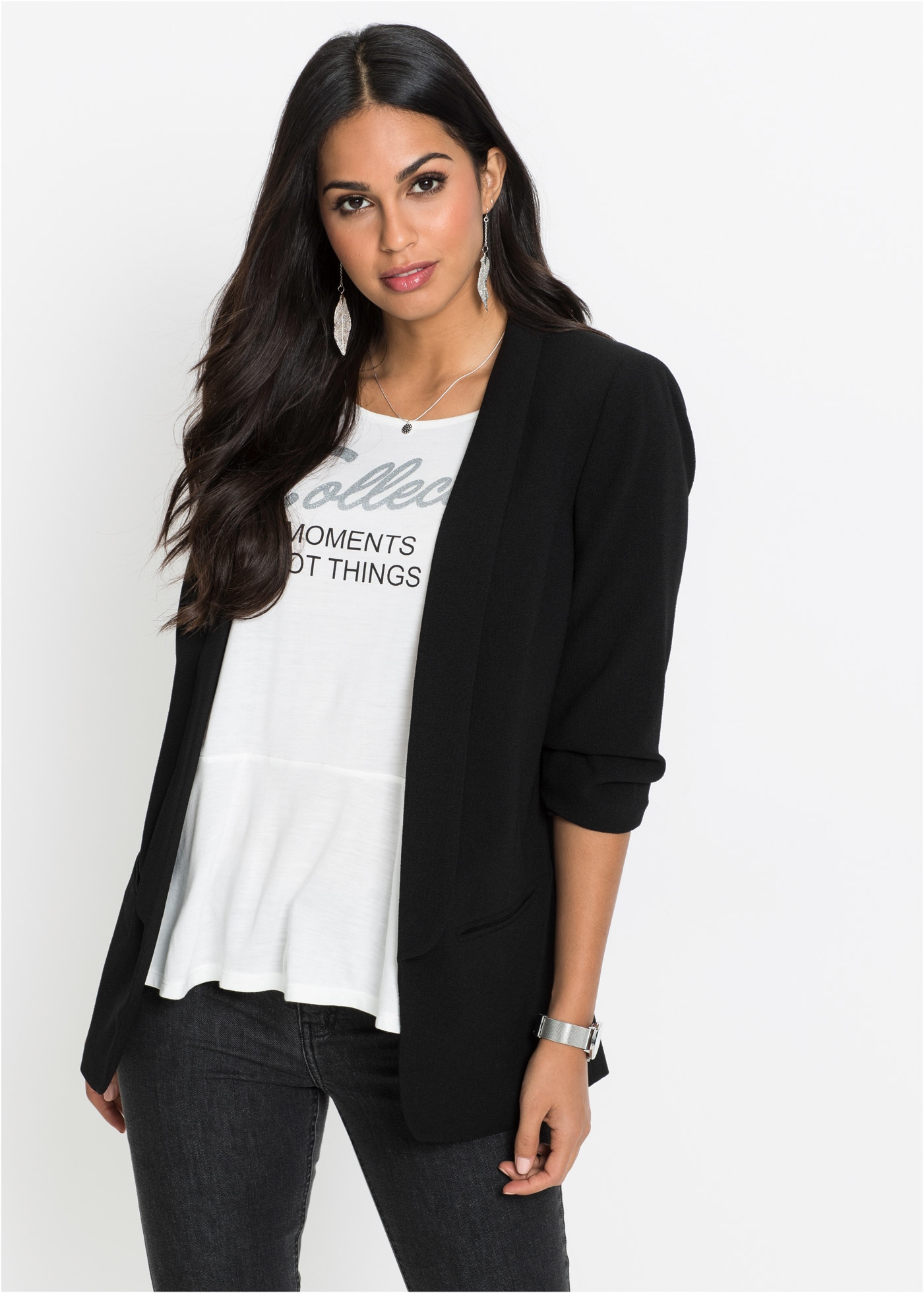 Image of bonprix Longblazer festlicher Stil, taillierte Passform, aus Polyester und Elasthan