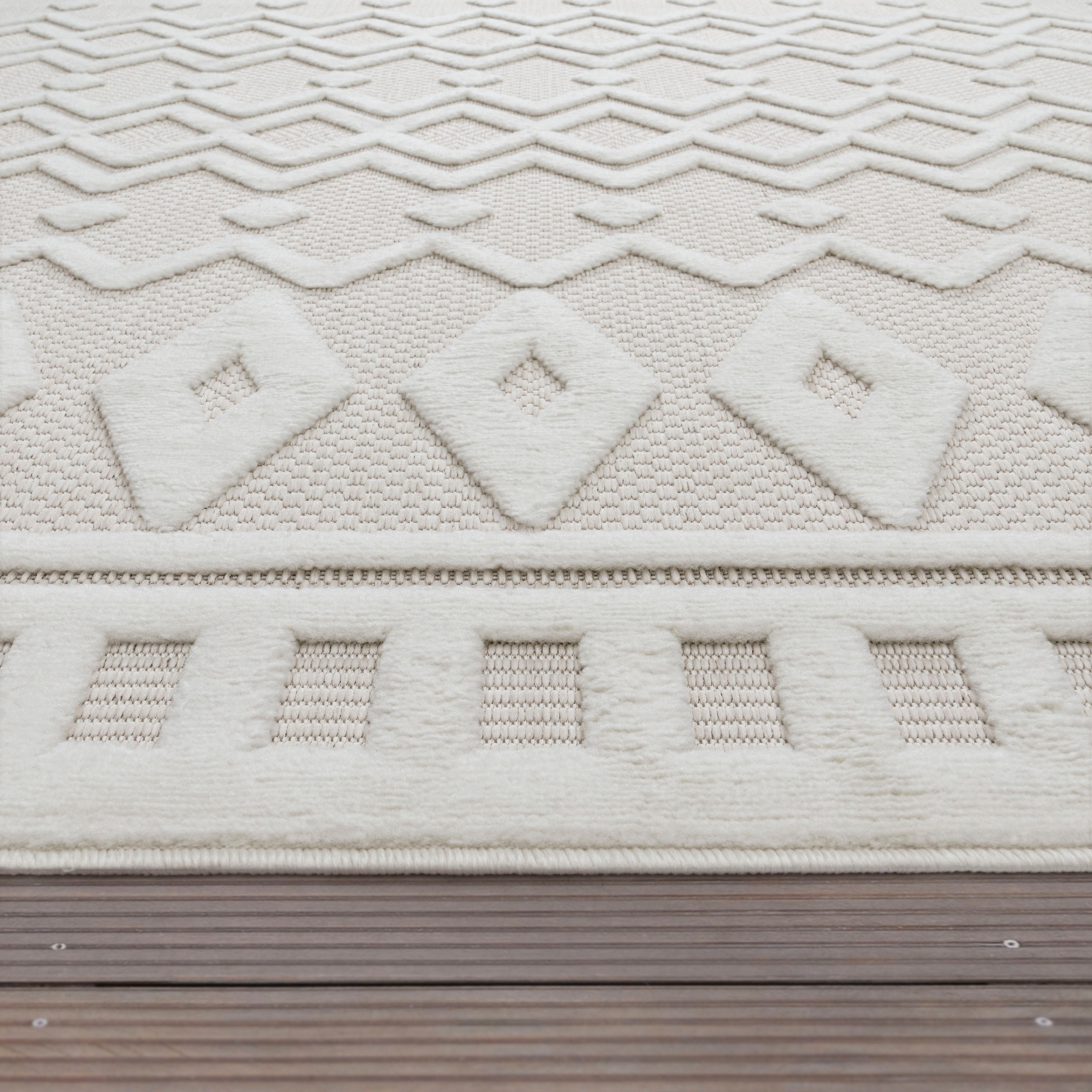 Paco Home Teppich »Livorno 671«, rechteckig, 14 mm Höhe, Uni-Farben, Scandi, Rauten Muster, Hoch-Tief Effekt, Outdoor geeignet