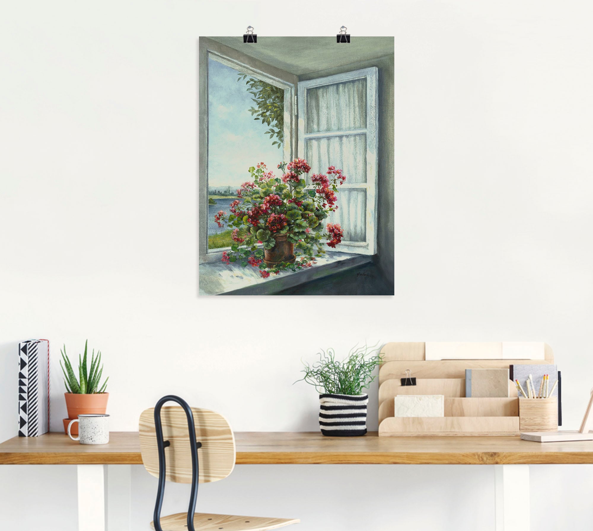 Artland Wandbild »Geranien am Fenster« Blumen 1 Stk. tlg. als Leinwandbild, Poster in verschied. Grössen