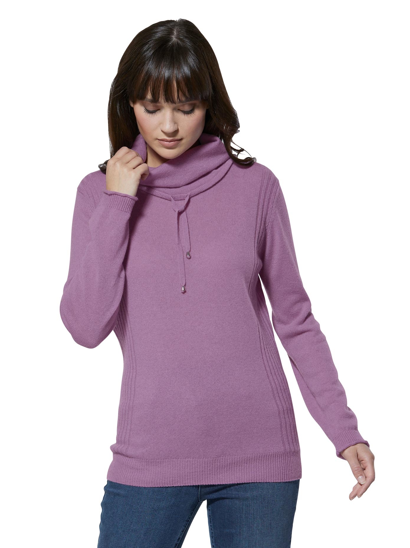 Creation L Kaschmir-Pullover mit halsfernem Rollkragen