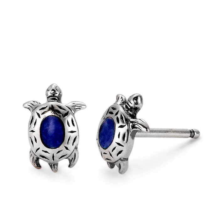 Ohrstecker Silberfarben Lapislazuli Schildkröte