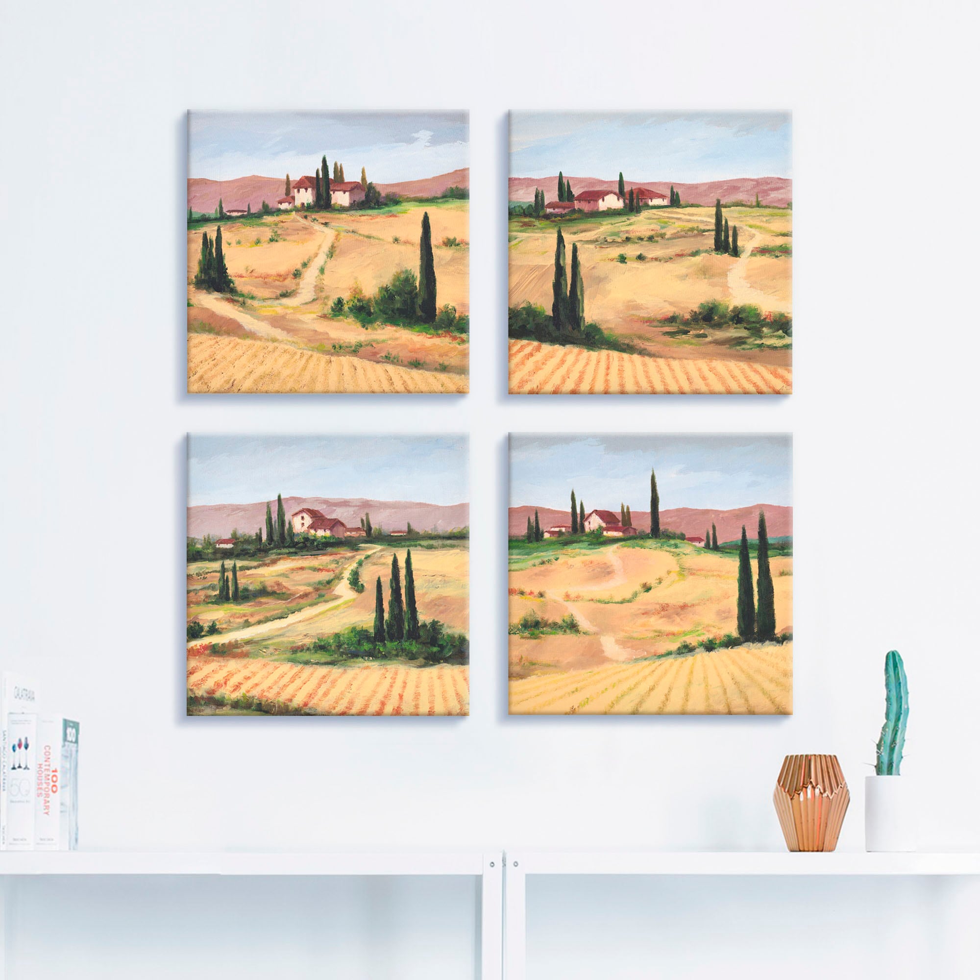 Artland Leinwandbild »Die toskanische Landschaften«, Europa, (4 St.), 4er Set, verschiedene Grössen