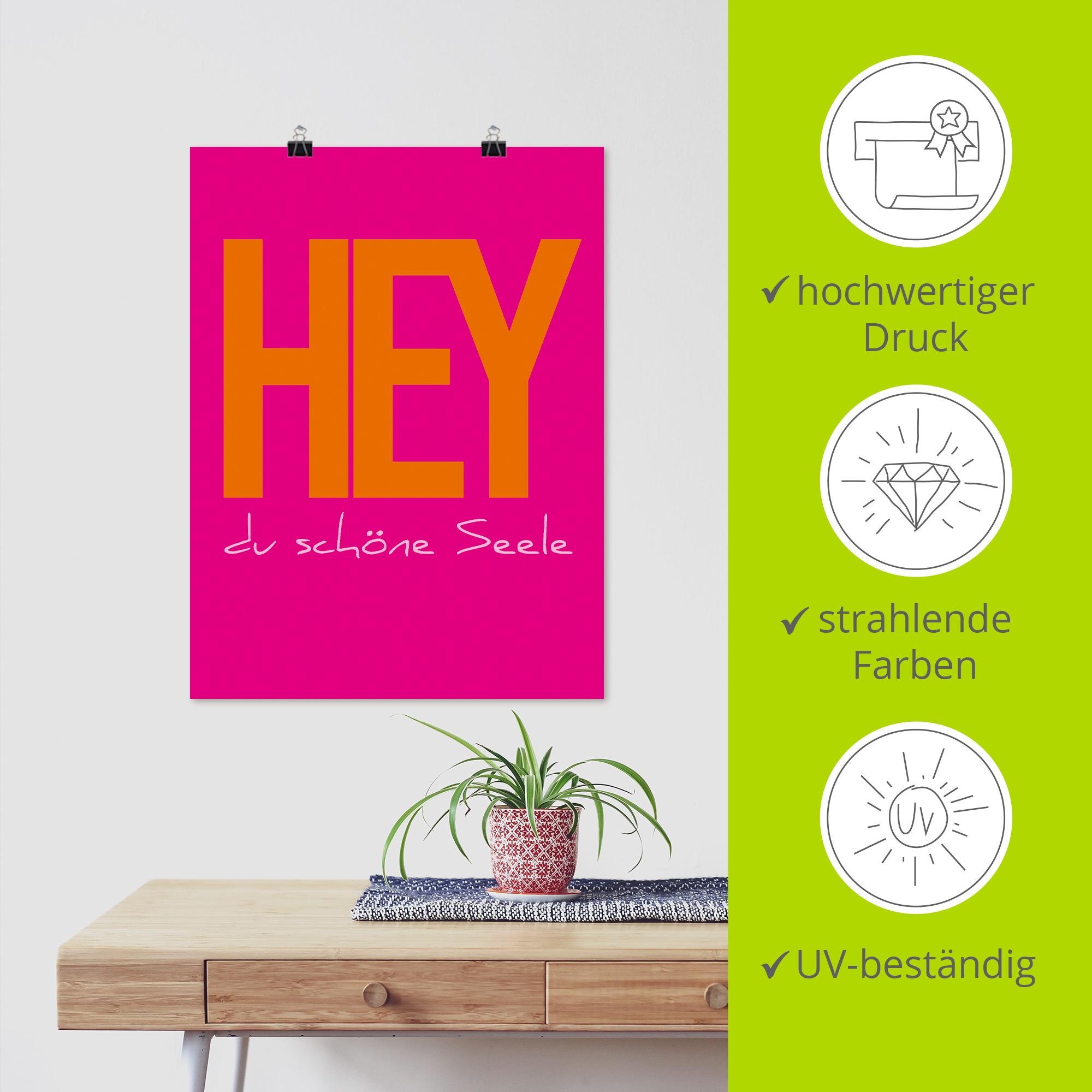 Artland Fresque murale »Hey du schöne Seele« 1 cuis tlg. als Alubild, Leinwandbild, Poster, Wandaufkleber in verschied. Grössen