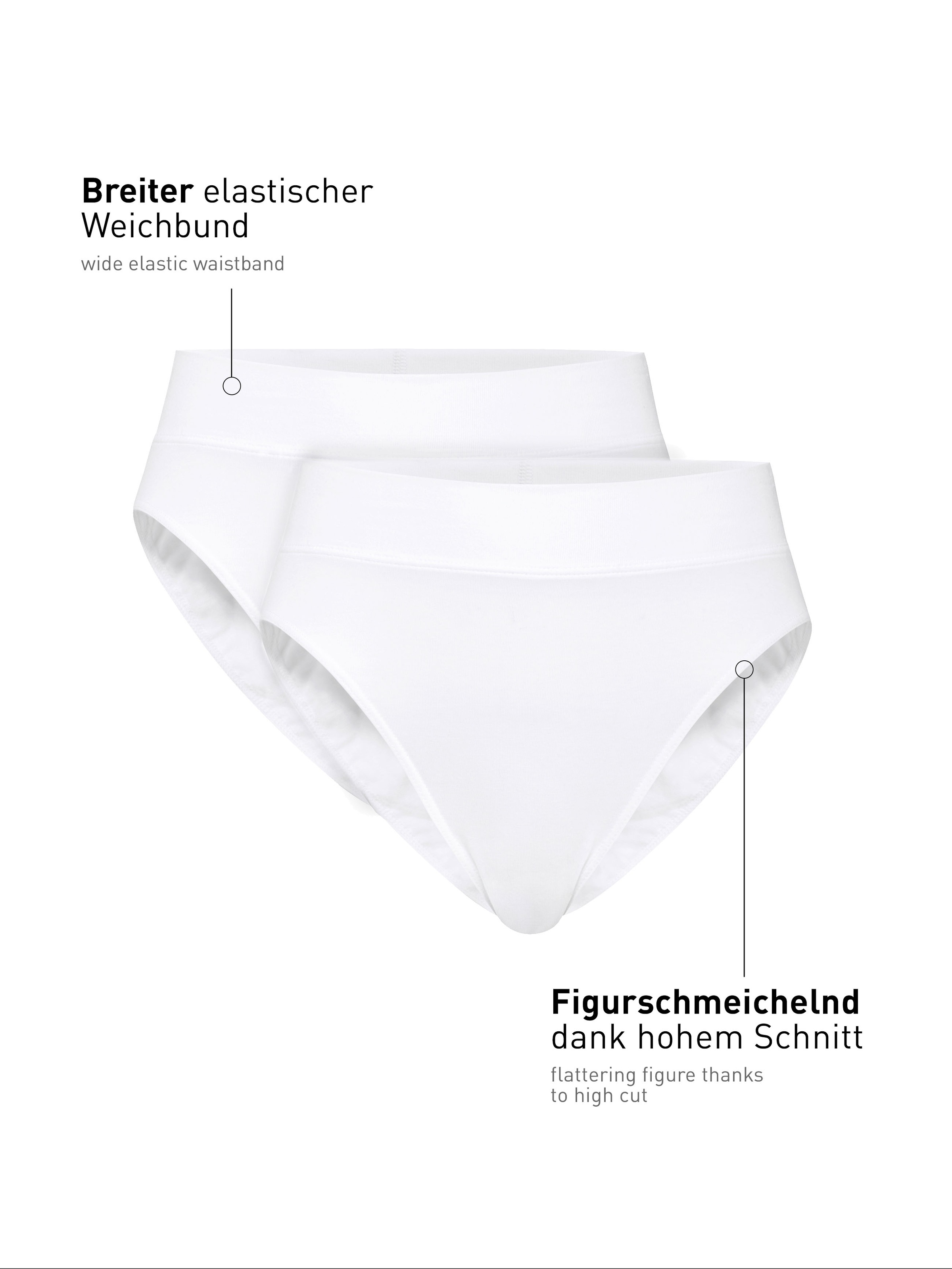 CALIDA High-Waist-Slip »Elastic Duopack« 2er Pack,  breiter Softbund, elastisch, atmungsaktiv, weich