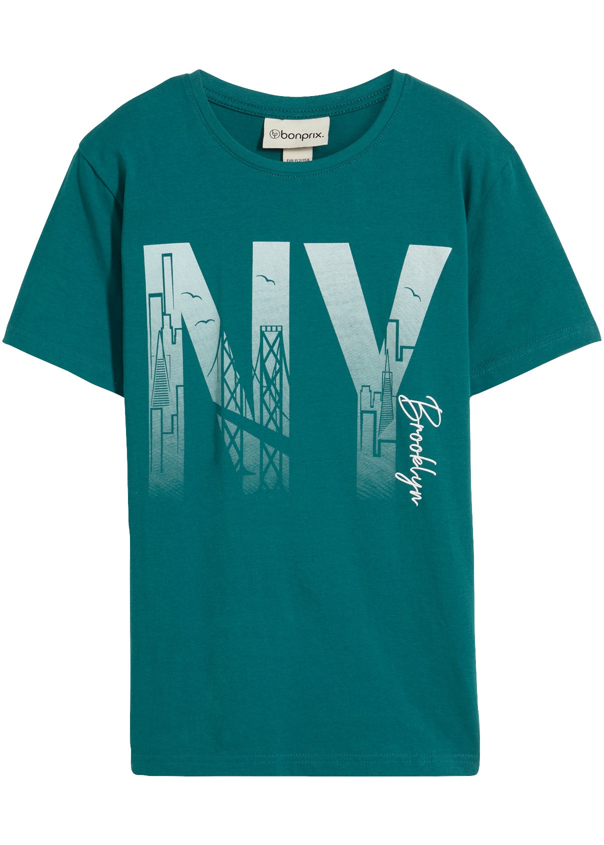 bonprix T-shirt en pur coton, avec grand imprimé frontal, design à manches courtes