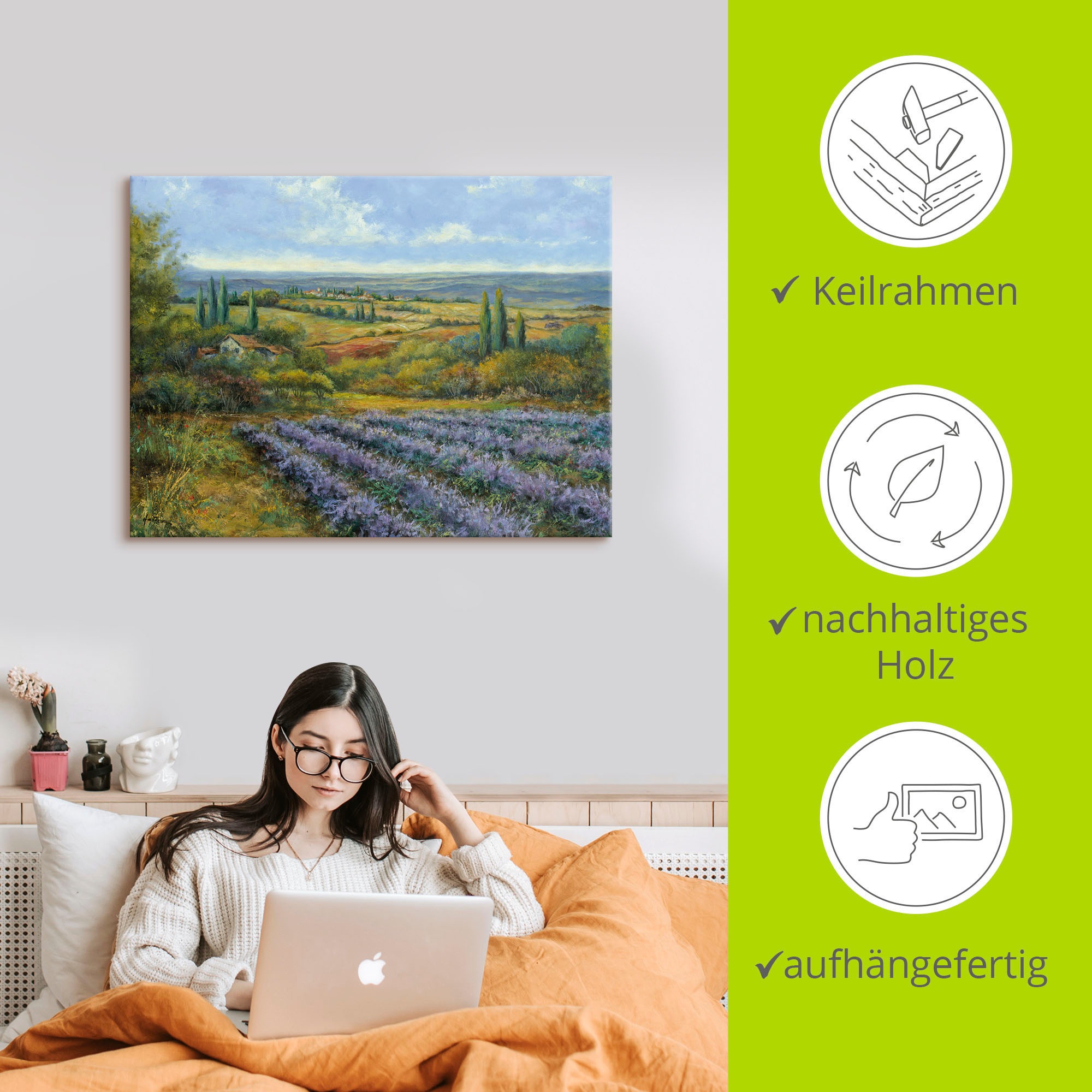 Artland Wandbild »Lavendelfelder in der Provence«, Europa, (1 St.), als Leinwandbild, Poster, Wandaufkleber in verschied. Grössen