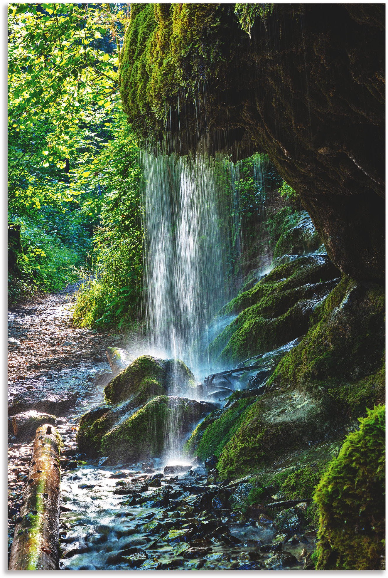 Image of Artland Alu-Dibond-Druck "Moosbedeckter Wasserfall" Wasserfallbilder 1 Stk. tlg. für Innen- und Aussenbereich geeignet, Outdoorbild