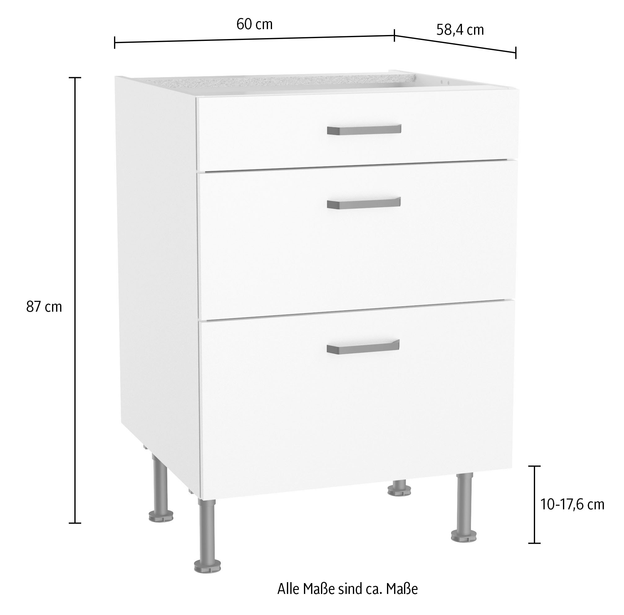KOCHSTATION Unterschrank »KS-Paula« 60 cm breit, 87 cm hoch, mit 1 Schubkasten, 2 Auszügen