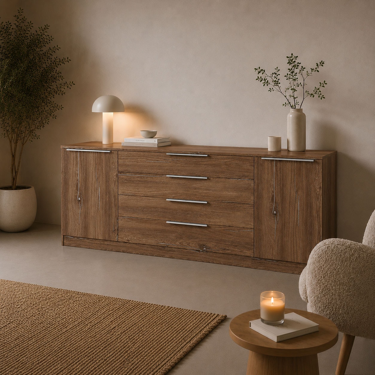 borchardt Möbel Commode »Oliva, Kommode mit Metallgriffen« largeur 200 cm, avec 4 tiroirs