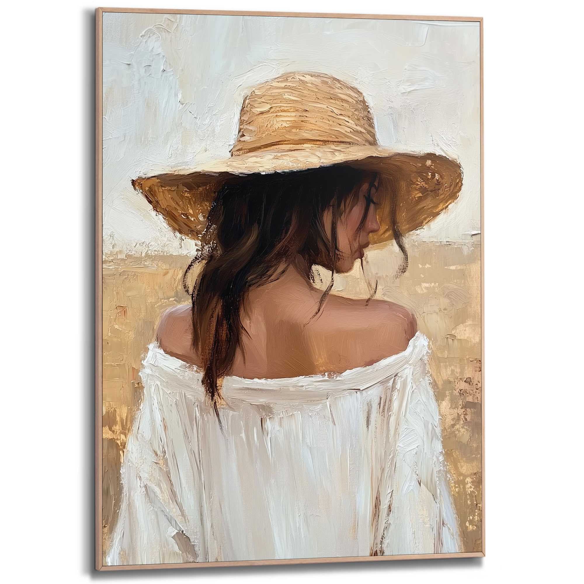Image of Reinders Poster "Summer Lady" Schlafzimmer - Frau - Strohhut - Beige - MDF - Menschen - 50x70 cm