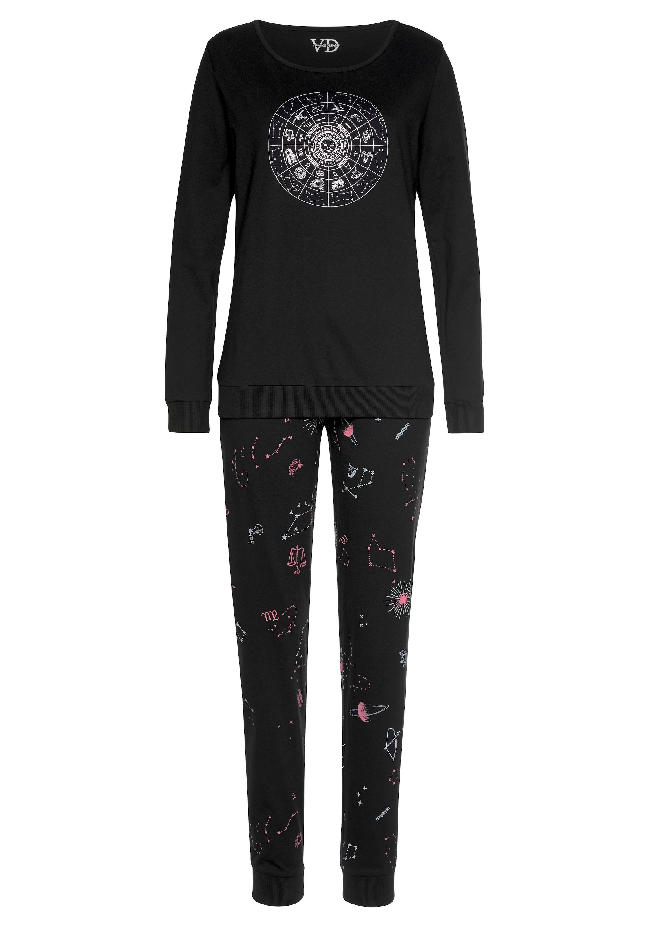Vivance Dreams Pyjama, (2 tlg., 1 Stück), mit Galaxy-Print