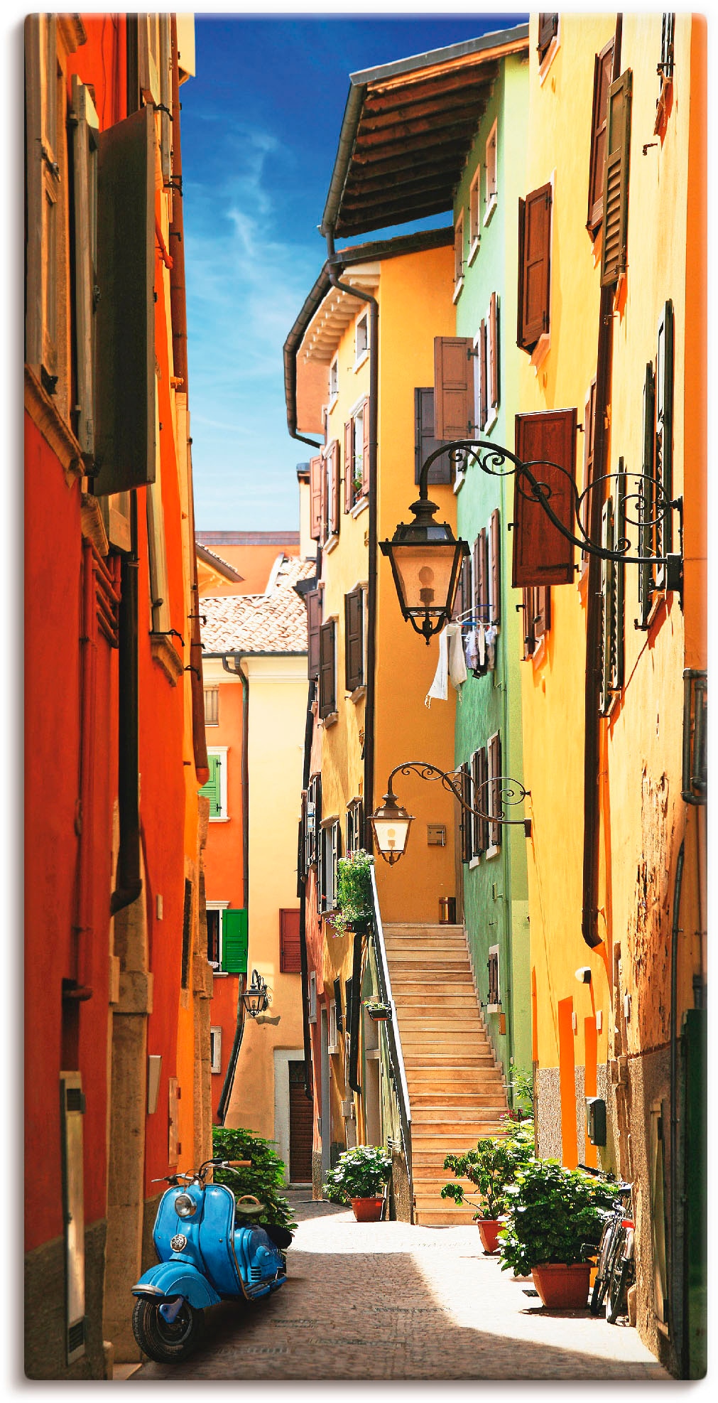 Image of Artland Leinwandbild "Altstadtgasse Riva del Garda" Architektonische Elemente 1 Stk. tlg. auf Holzrahmen gespannt