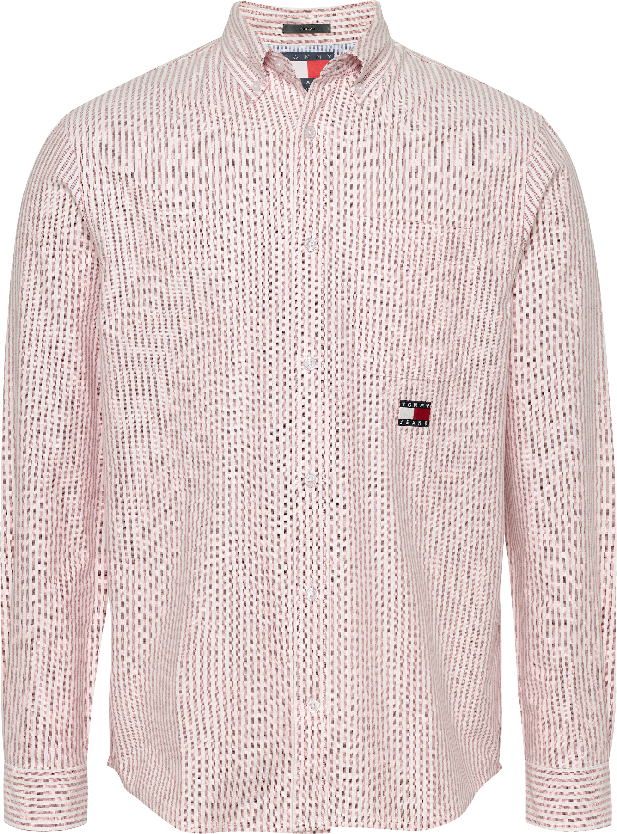 Tommy Jeans Langarmhemd »TJM STRIPE OXFORD SHIRT EXT«, mit Logostickerei