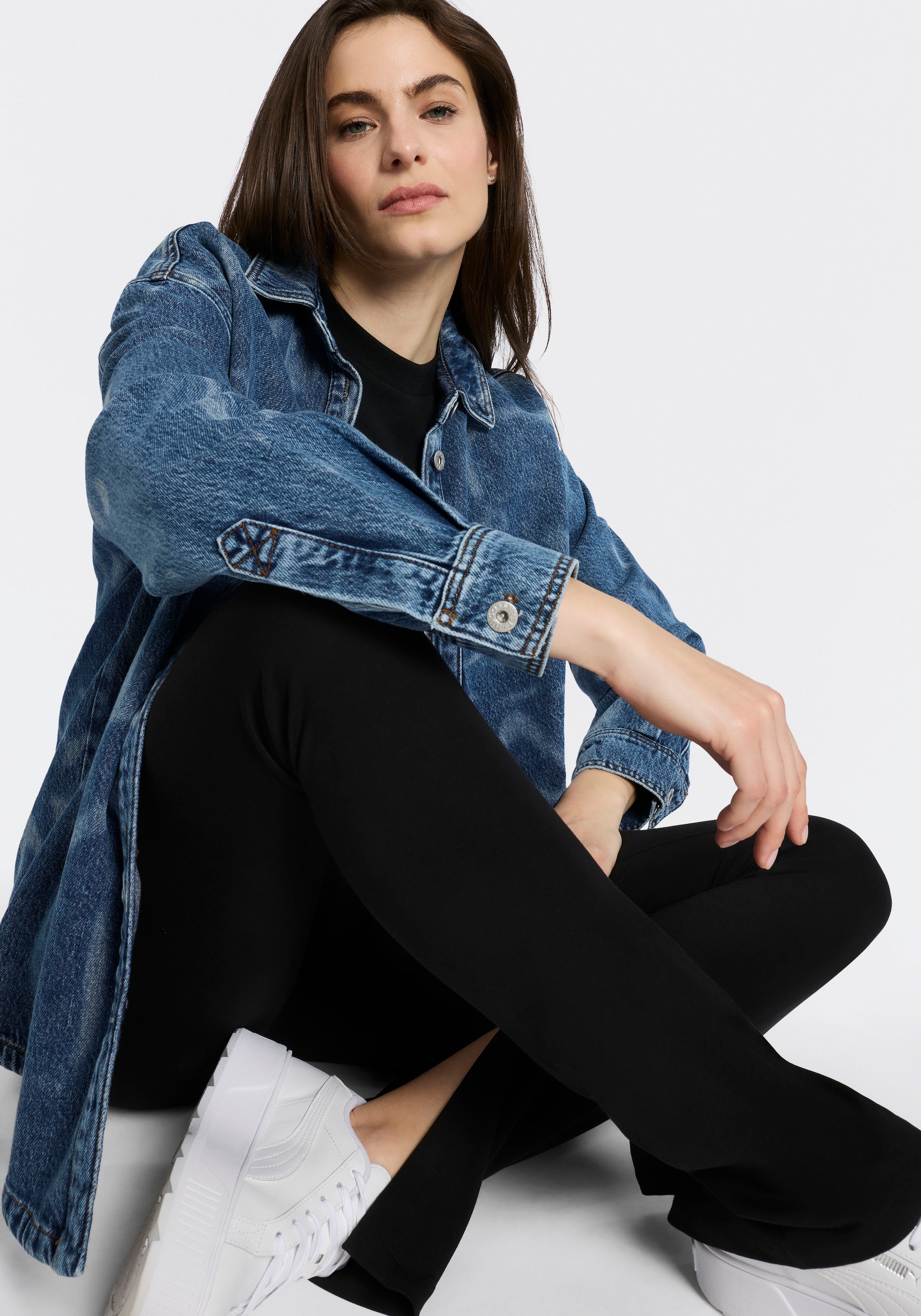 HUGO Blue Blouse chemise »Garesa« Denim mit Laserprint, Oversized Fit