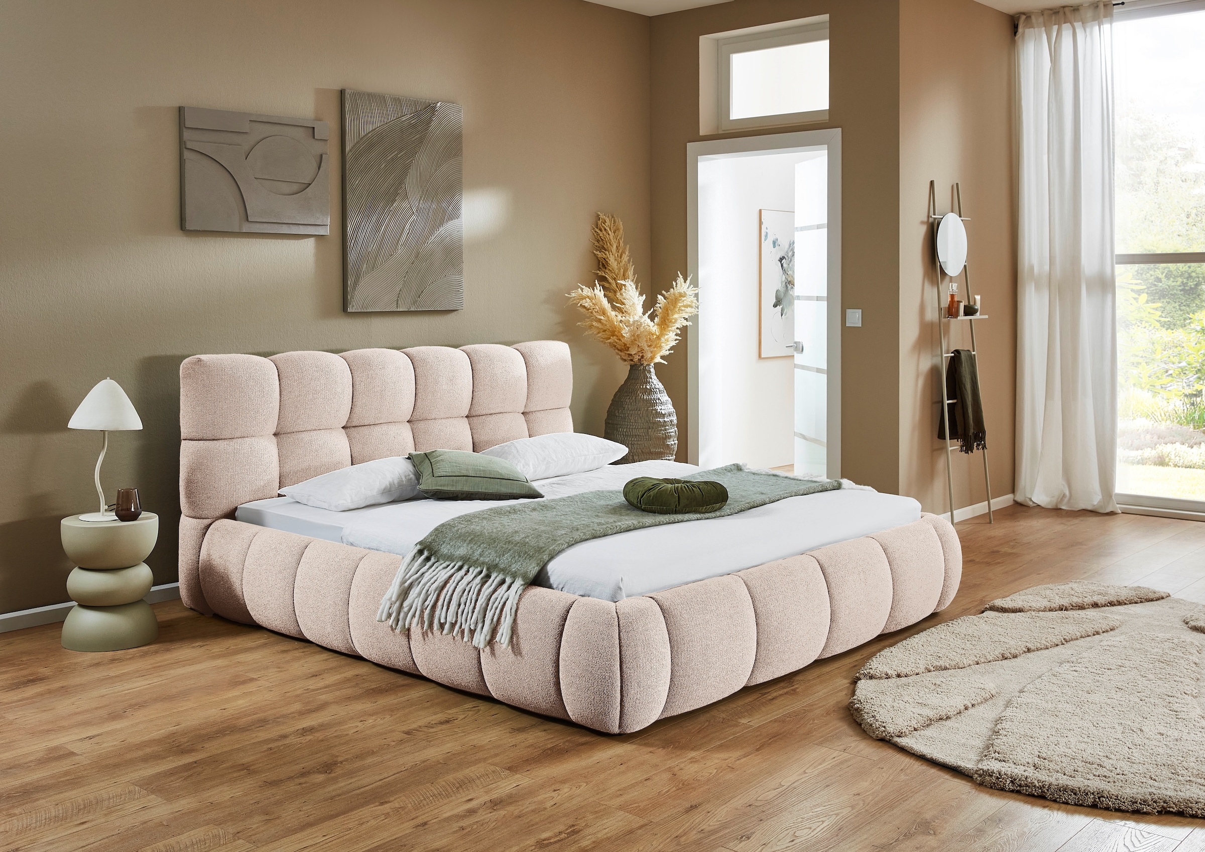 GOODproduct Polsterbett »Sennor mit schönem gepolsterten Kopfteil« Polsterbett, Bezug mit Melange-Effekt