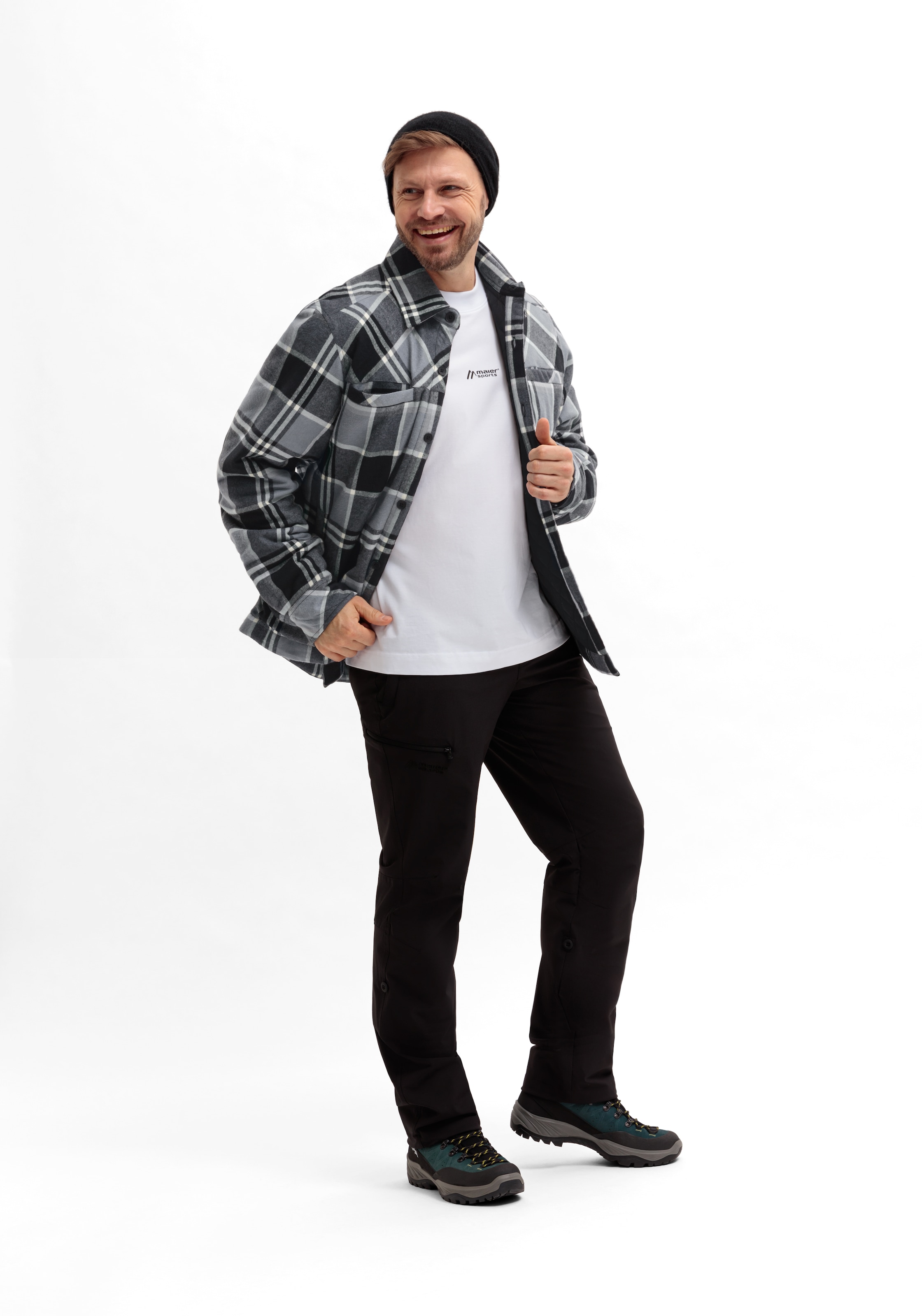 Maier Sports Chemisier fonctionnel »Camquadri M« wattiertes Herren Hemd warmes Fleecematerial