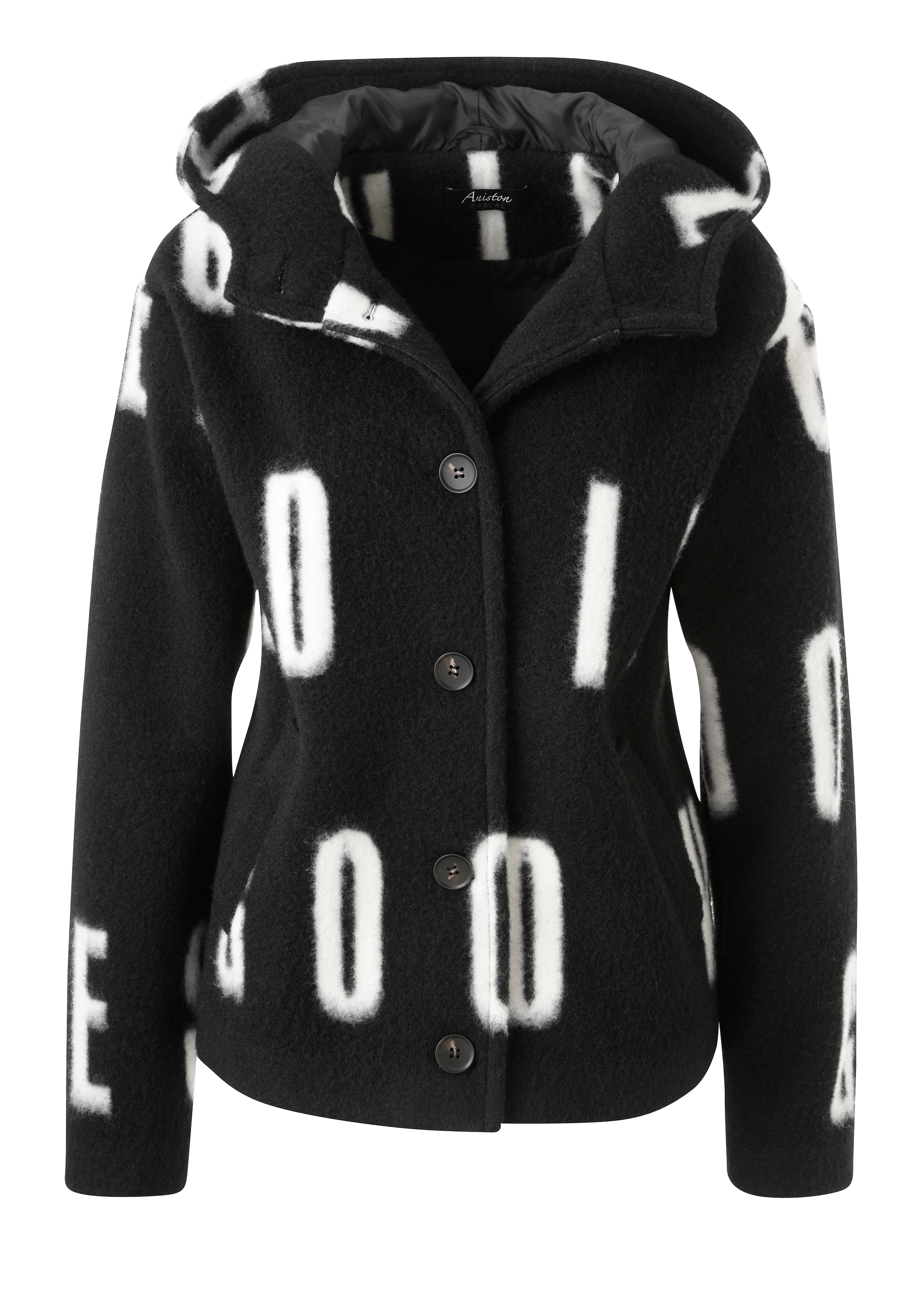 Aniston CASUAL Fleecejacke, mit grossflächigem "GOOD VIBES"-Schriftzug - NEUE KOLLEKTION