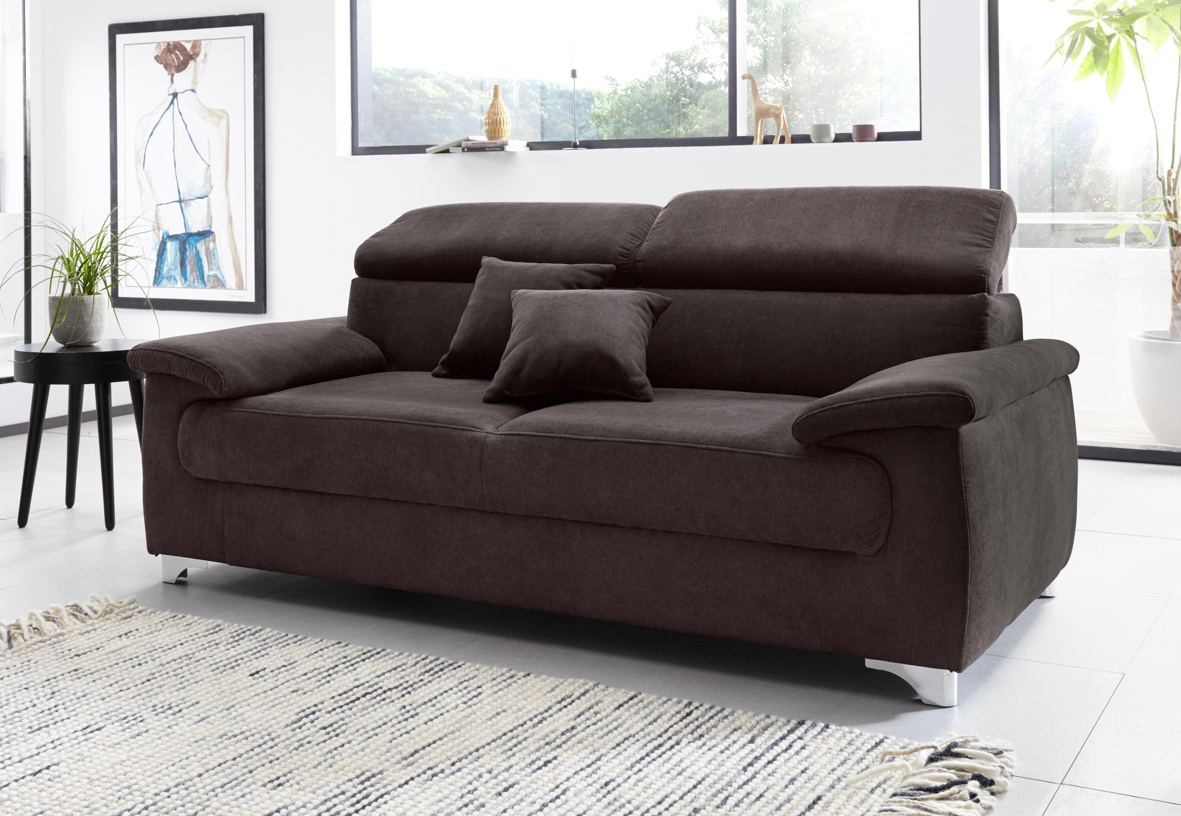 DOMO collection 2,5-Sitzer »Mira inklusive Kopfteilverstellung für mehr Wohlfühlkomfort«, elegant und modern, komfortabel, frei im Raum stellbar