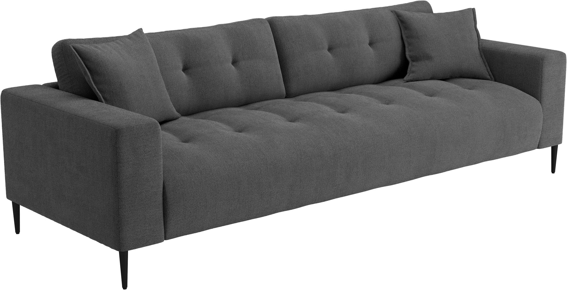Trends by HG 3-places »Leo, Sofa / Couch mit bequemer Polsterung & Zierkissen« Sofa mit mittelfesten Sitzkomfort, edle Steppung & Metallfüsse