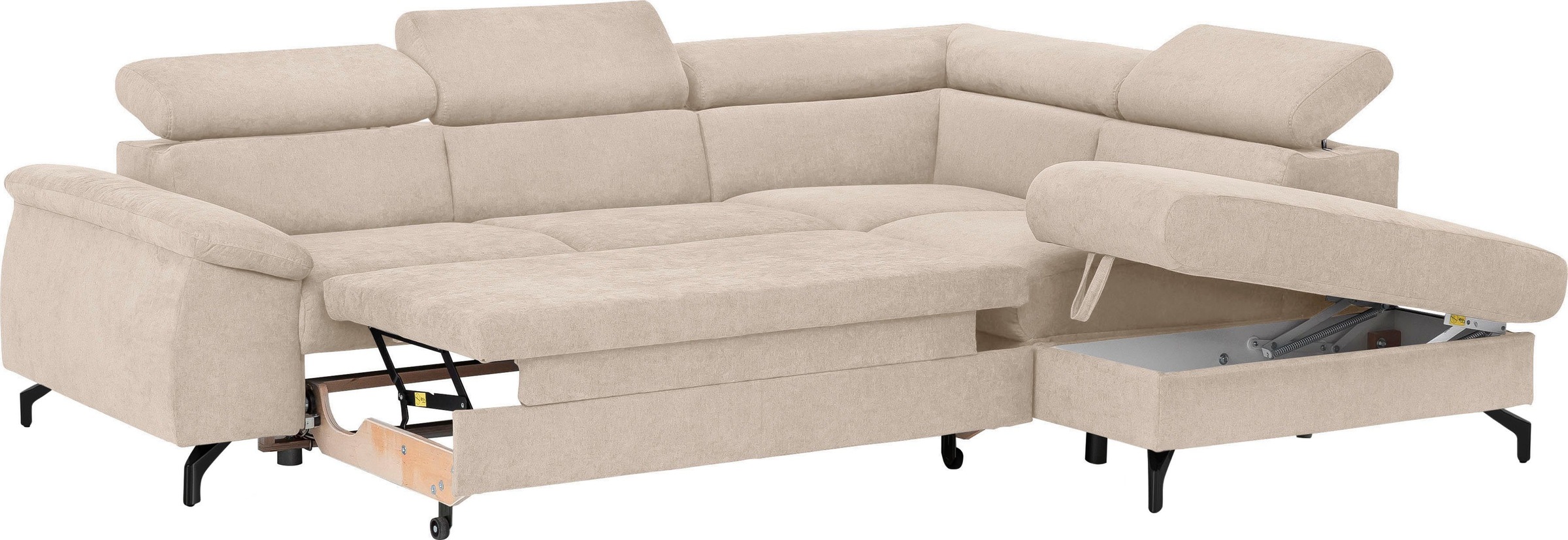 COTTA Polstergarnitur »Komaris L-Form«, (Set), Set bestehend aus: Ecksofa mit Kopfteilverstellung & Hocker
