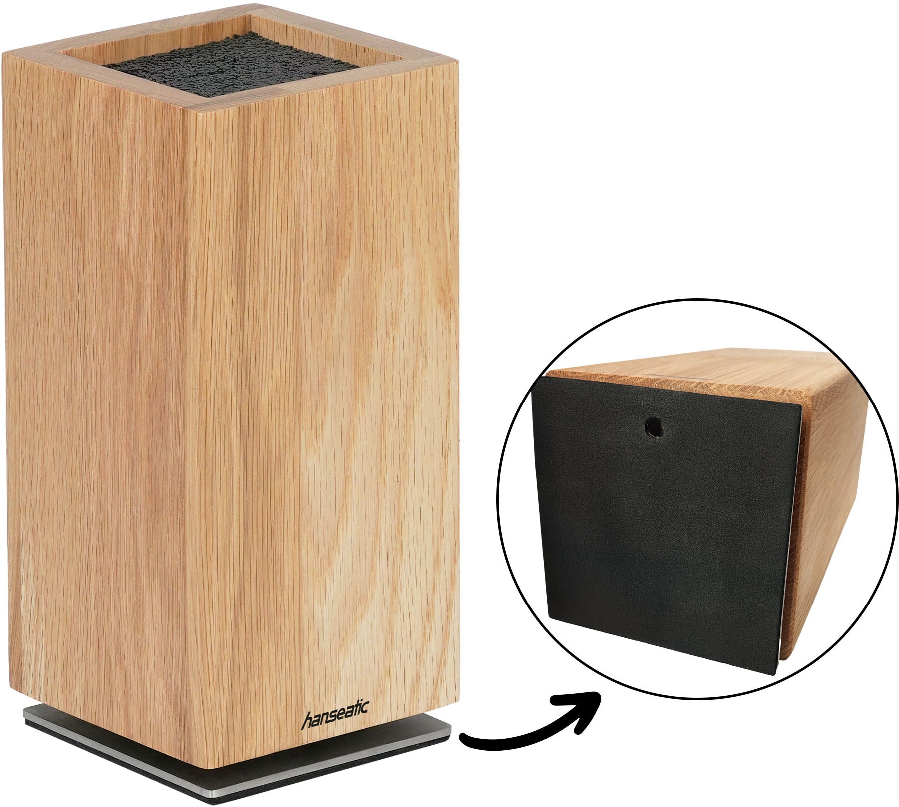 Hanseatic Bloc à couteaux magnétique »hanseatic PREMIUM, Messerblock aus Holz« 1 cuis elegantes Design, herausnehmbarer Borsteneinsatz, 360-Grad-drehbar