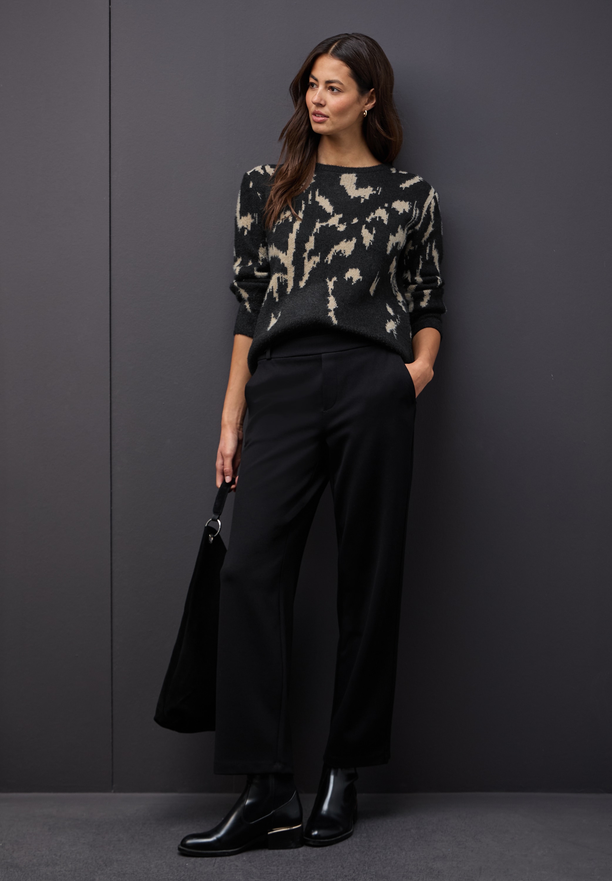 STREET ONE Pull à col rond gemustert