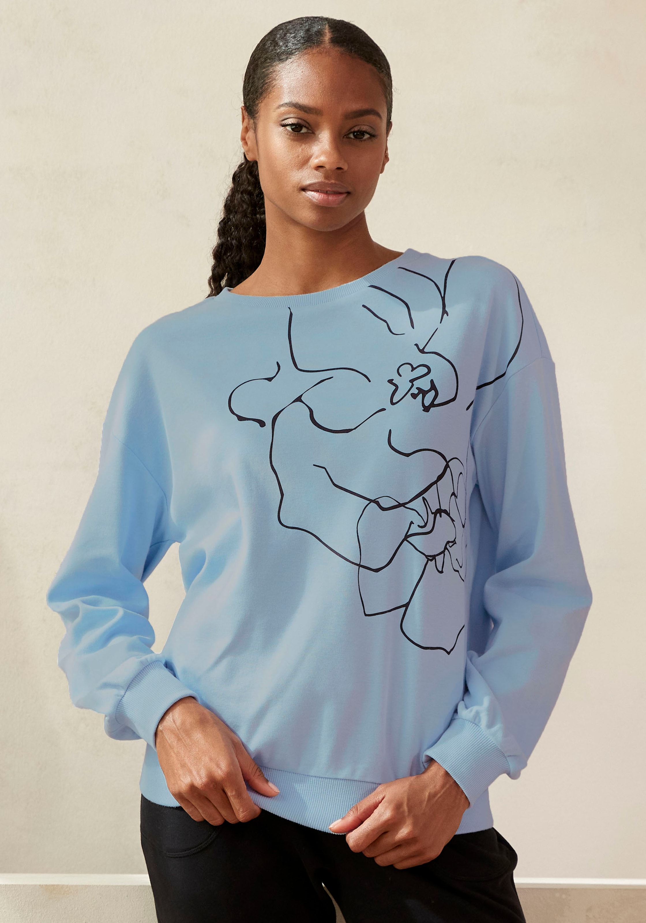 LASCANA Sweatshirt »-Loungeshirt«, mit Druck, Loungewear