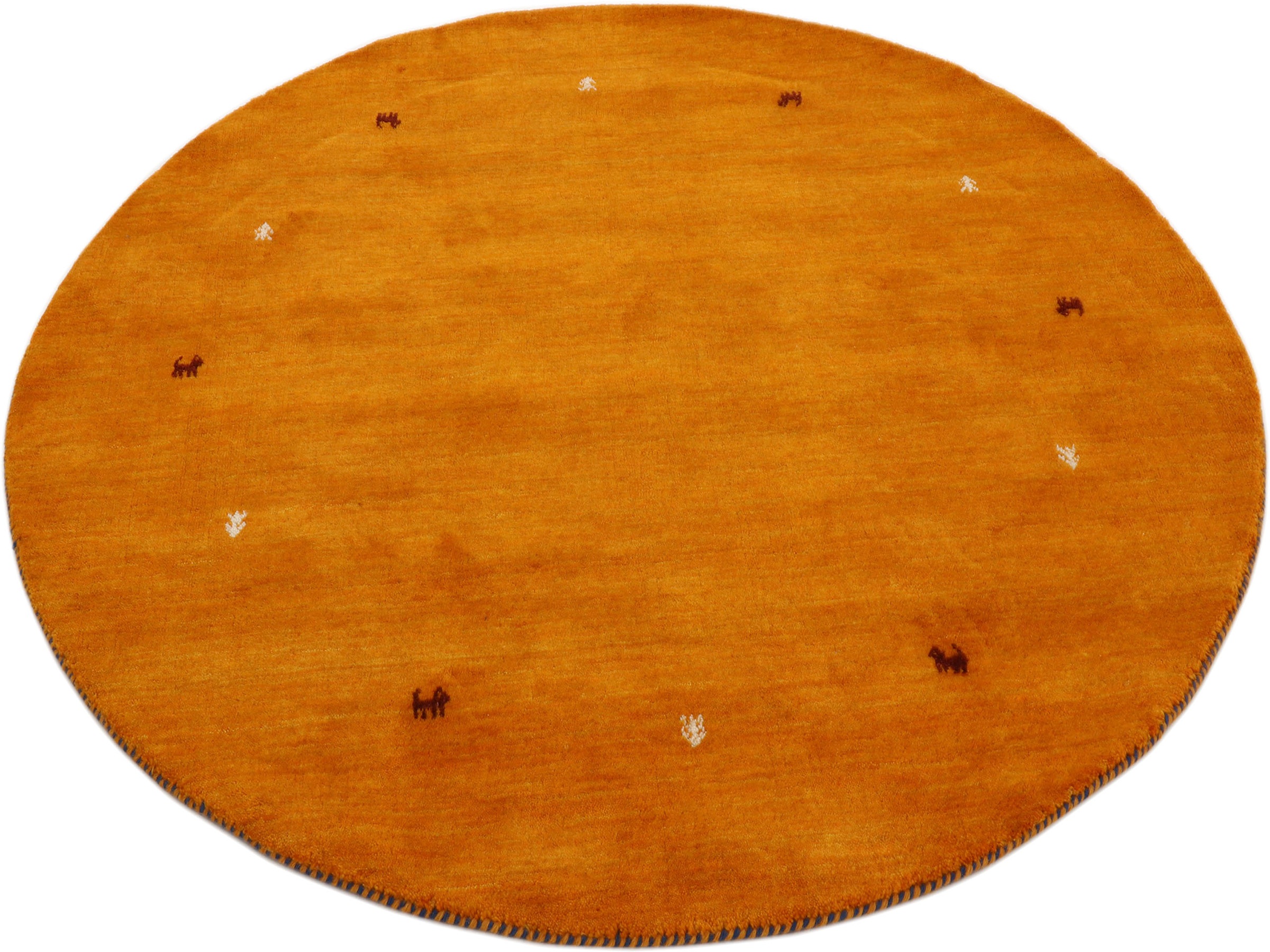 carpetfine Wollteppich »Gabbeh Uni«, rund, 15 mm Höhe, reine Wolle handgewebt, Gabbeh Tiermotiv warmes Raumklima viele Grössen