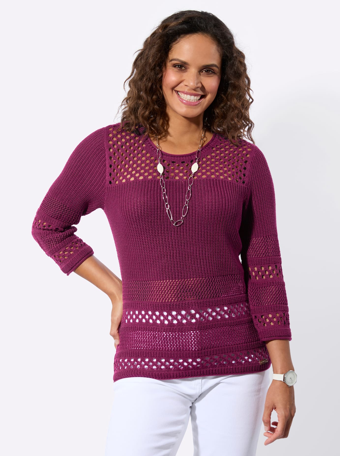 Casual Looks Pull à manches 3/4 »Ajour-Pullover«