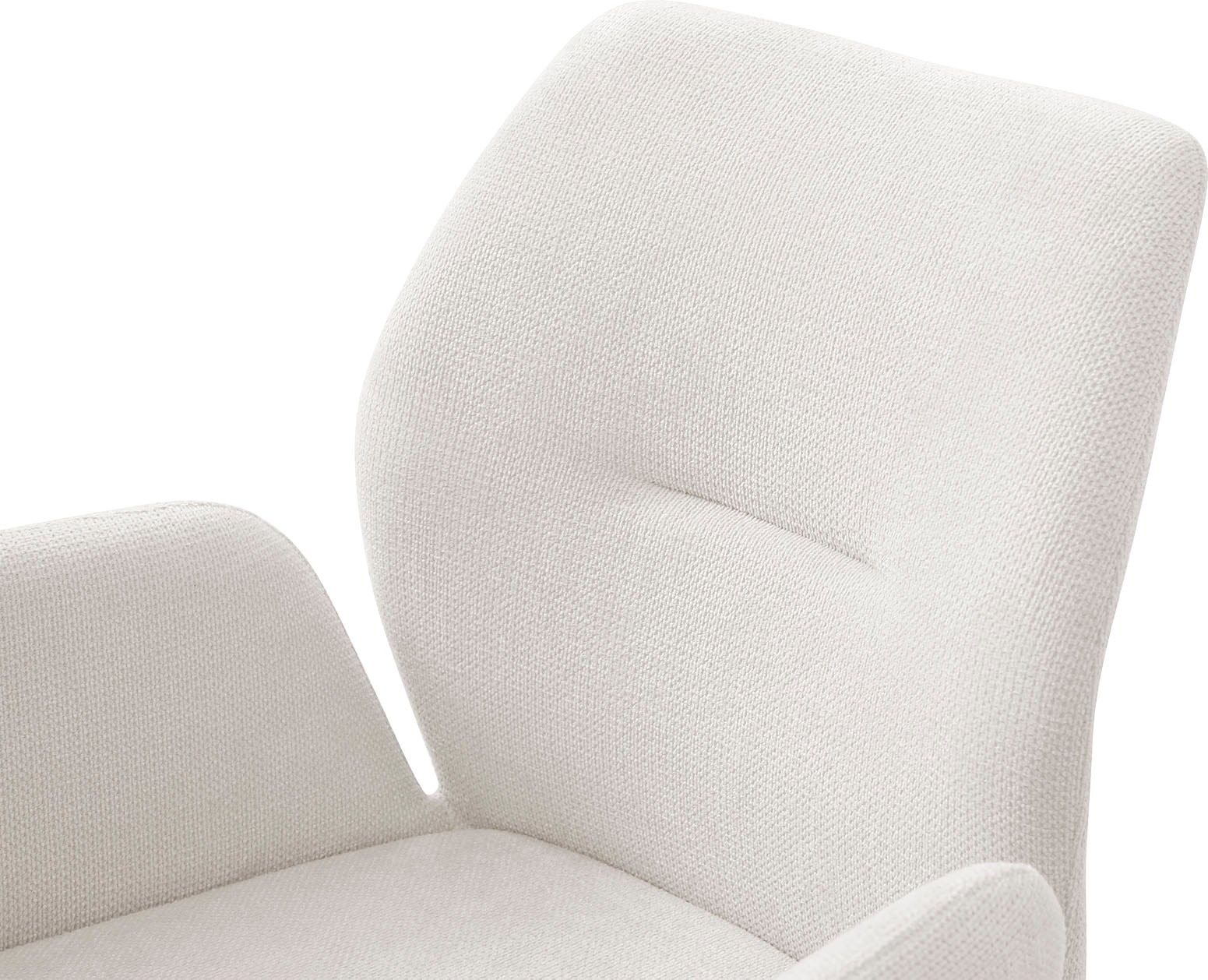 SalesFever Esszimmerstuhl »Taormina Armlehnstuhl mit silbernem Edelstahlgestell«, 1 St., Strukturstoff, Esszimmersessel, 180° Drehfunktion, Gestell aus rostfreiem Edelstahl