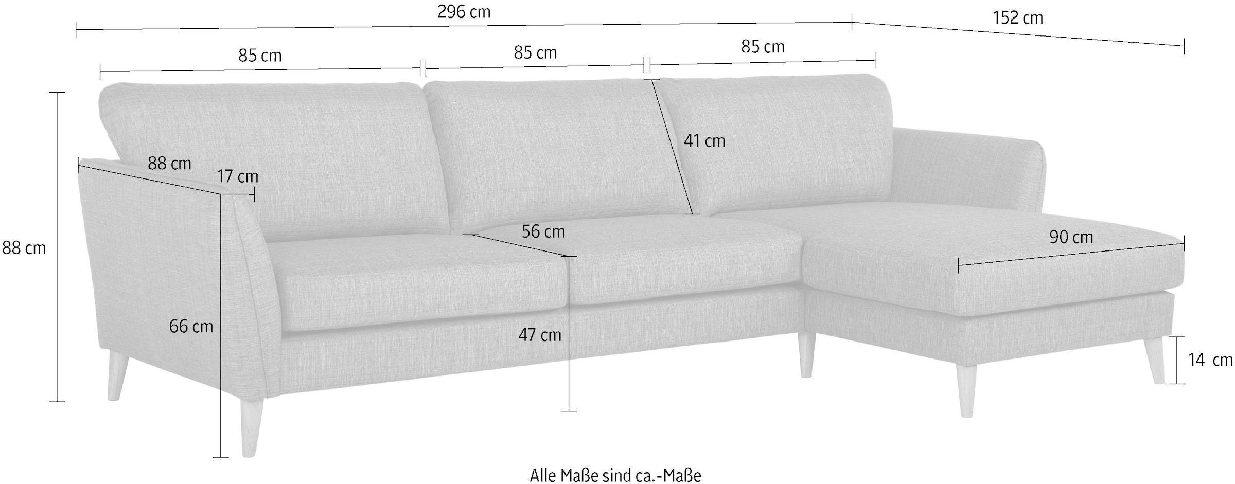 Home affaire Ecksofa »Meersburg, L-Form,«, mit Holzfüssen