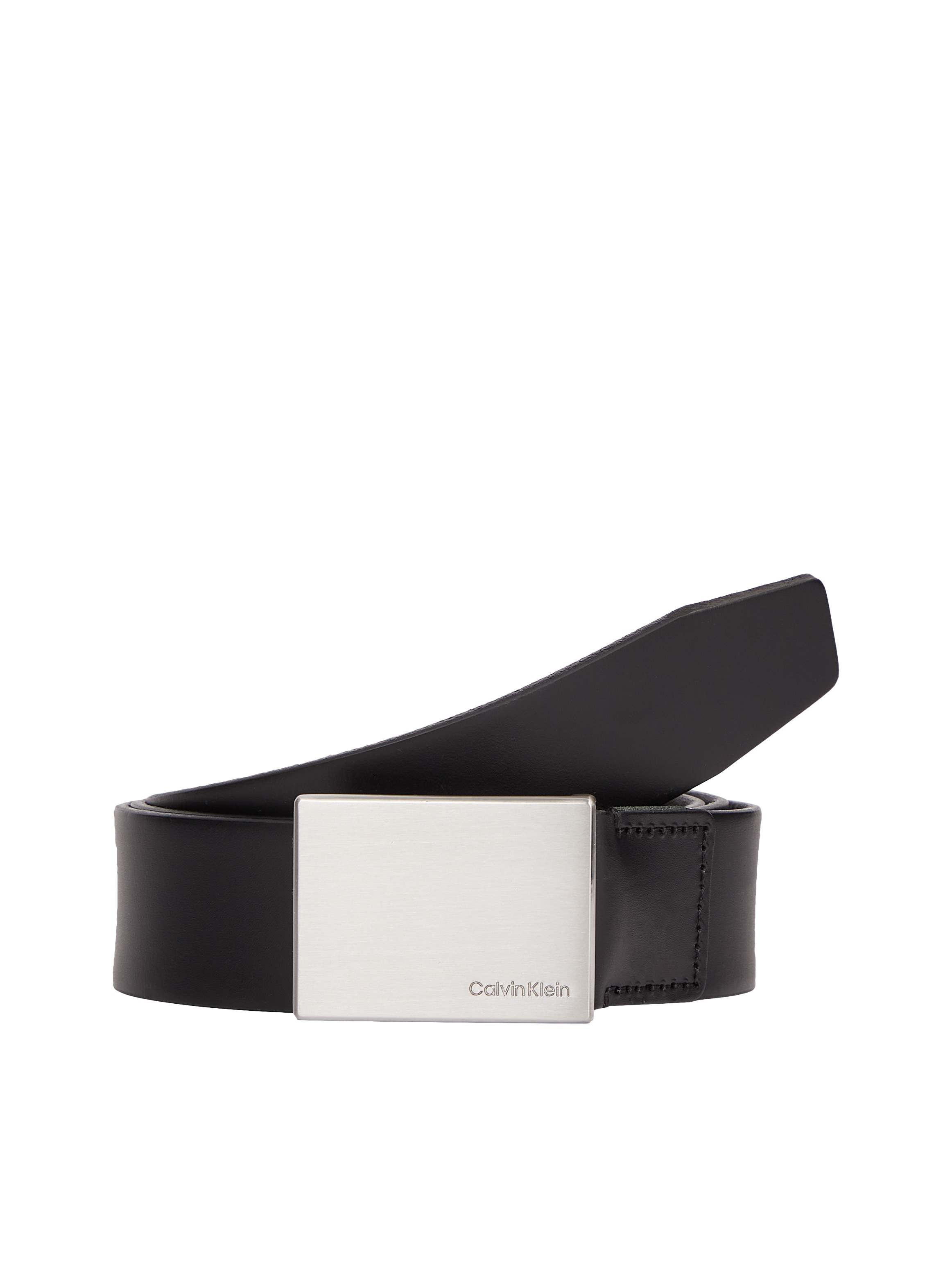 Image of Calvin Klein Ledergürtel "FORMAL PLAQUE BELT 3.5CM" Schnalle aus gebürstetem Metall