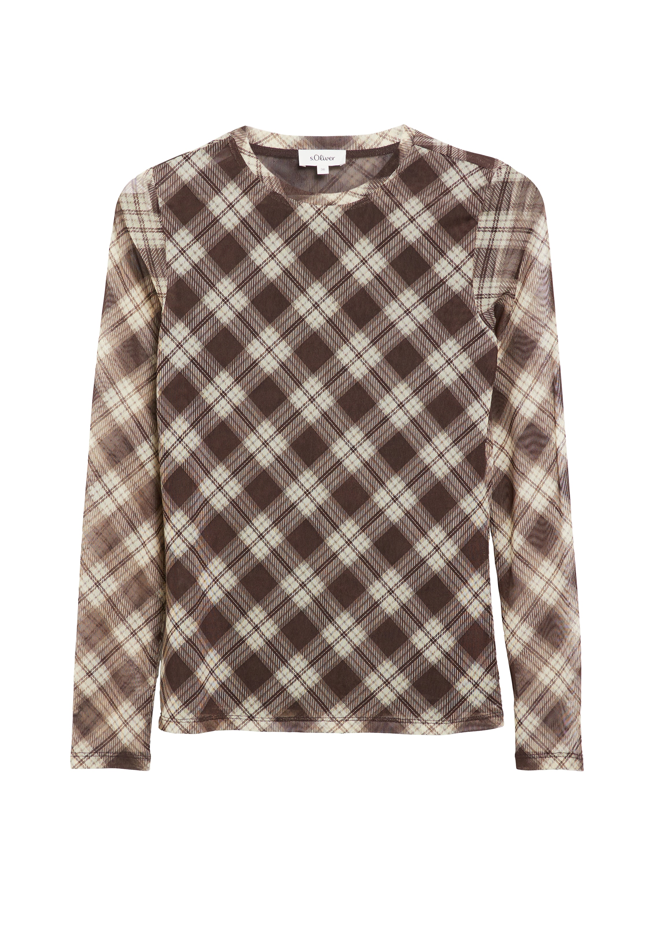 s.Oliver Langarmshirt im Karo-Look / Stretch