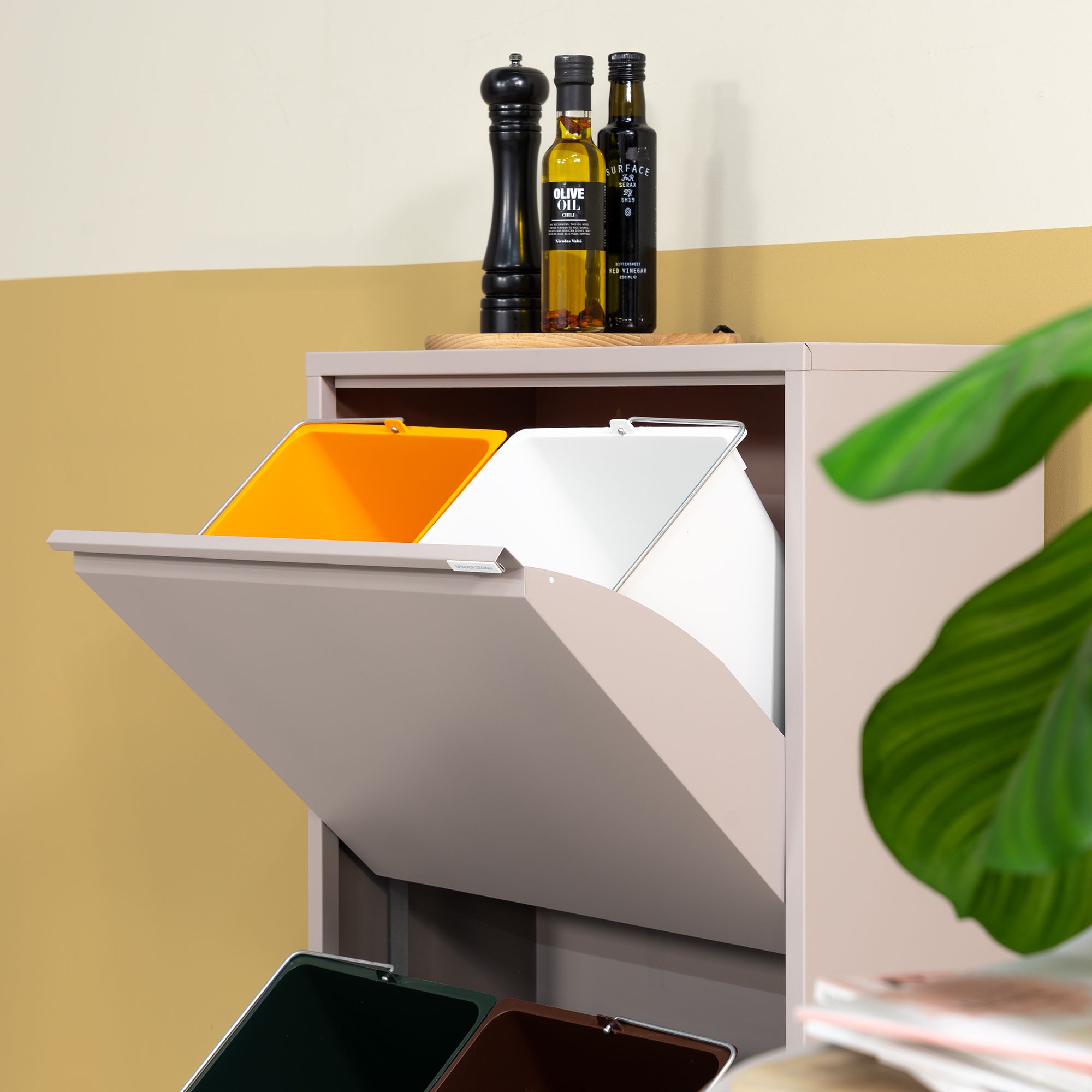 Spinder Design Système de tri des déchets »GIGI 4« système de tri des déchets en acier avec 4 seaux intérieurs de 18,5 litres