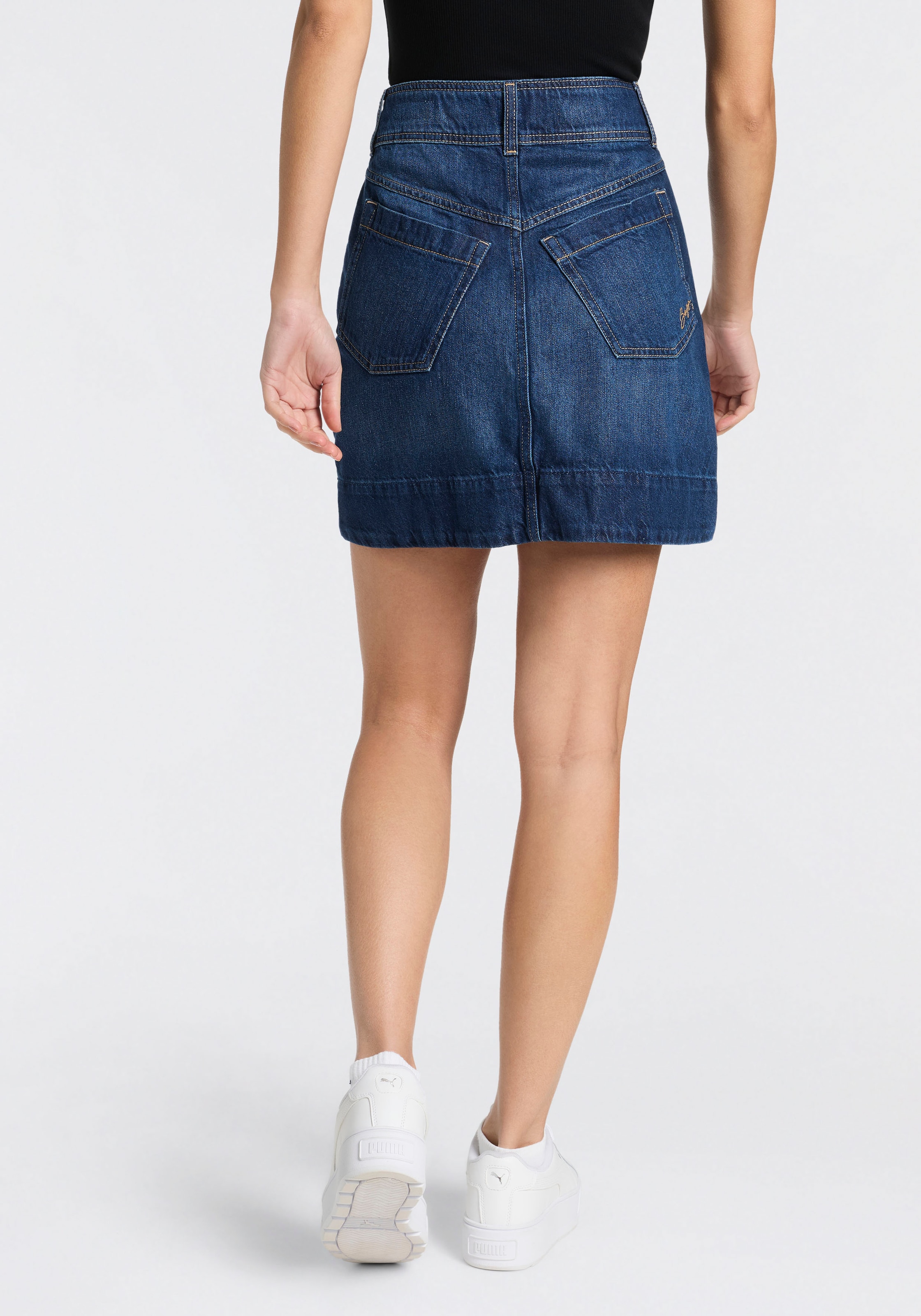 BOSS ORANGE Minijupe »MINI SKIRT 1.0 Premium Damenmode« im 70s Look, mit hohem Bund