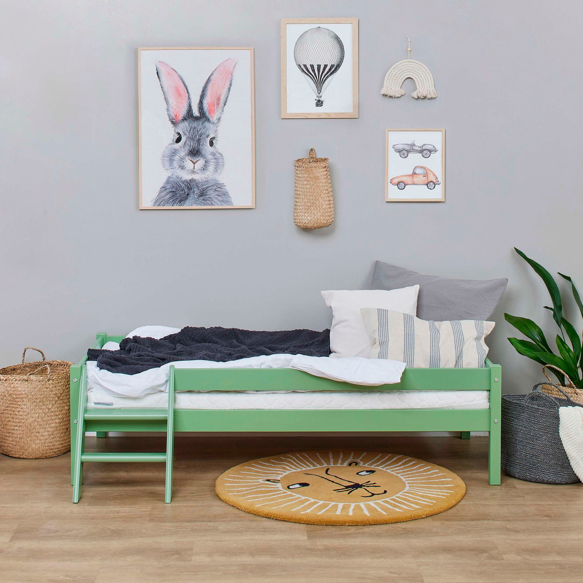 Lüttenhütt Jugendbett »ECO One«, Kinderbett mit Rausfallschutz und Leiter, 3 Farben/Matratze wählbar