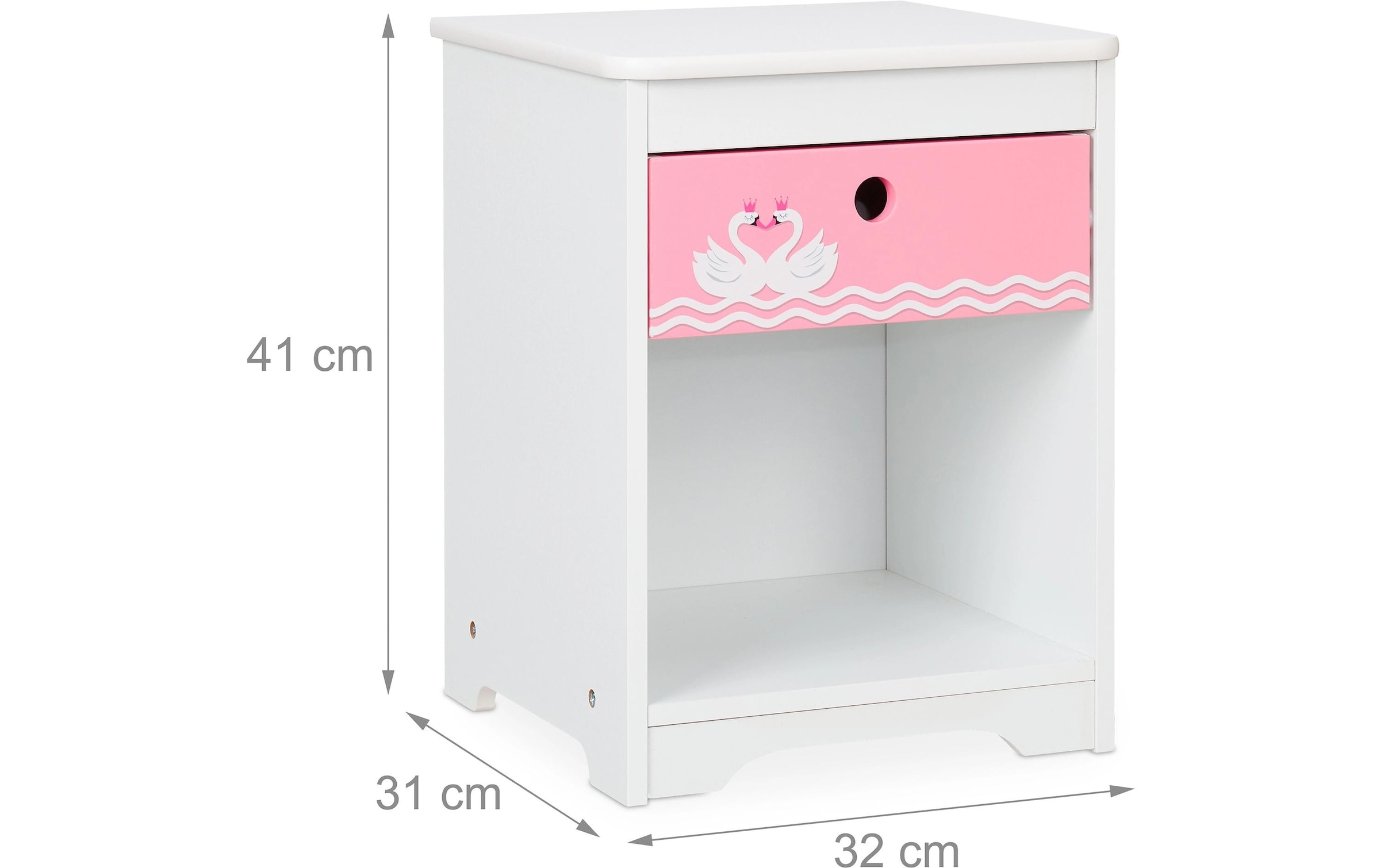relaxdays Nachttisch »für Kinder Schwan 32 x 41 cm«