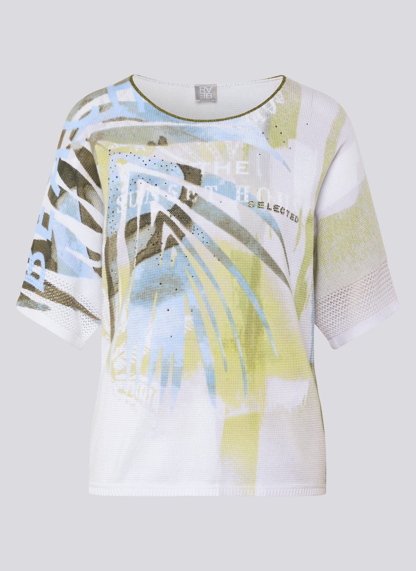 Rabe Pull en tricot 3/4-Ärmel mit floralem Muster und Glitzersteinen