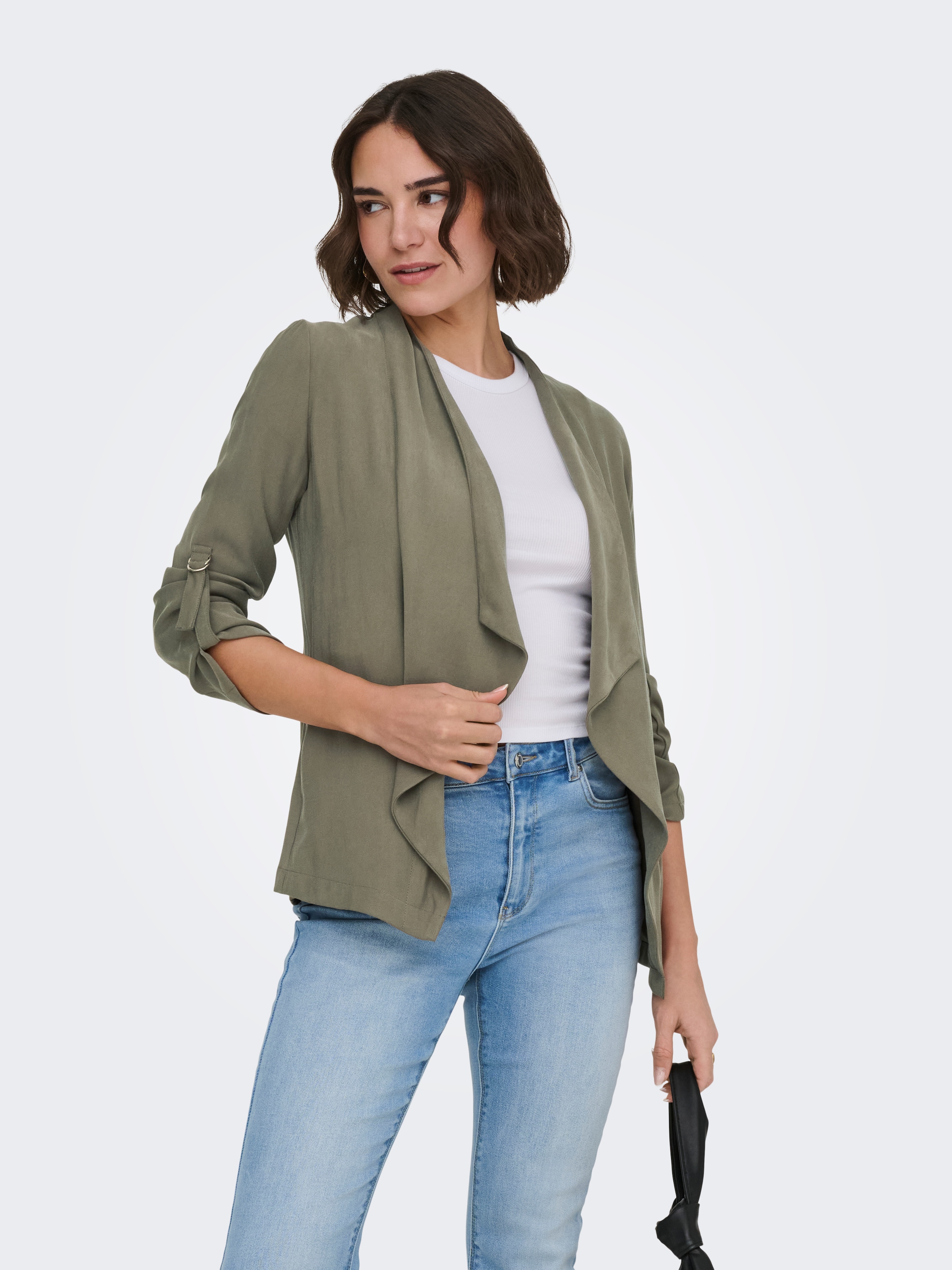 ONLY Veste chemisier »ONLLALIA 3/4 OPEN JACKET PNT« mélange de viscose