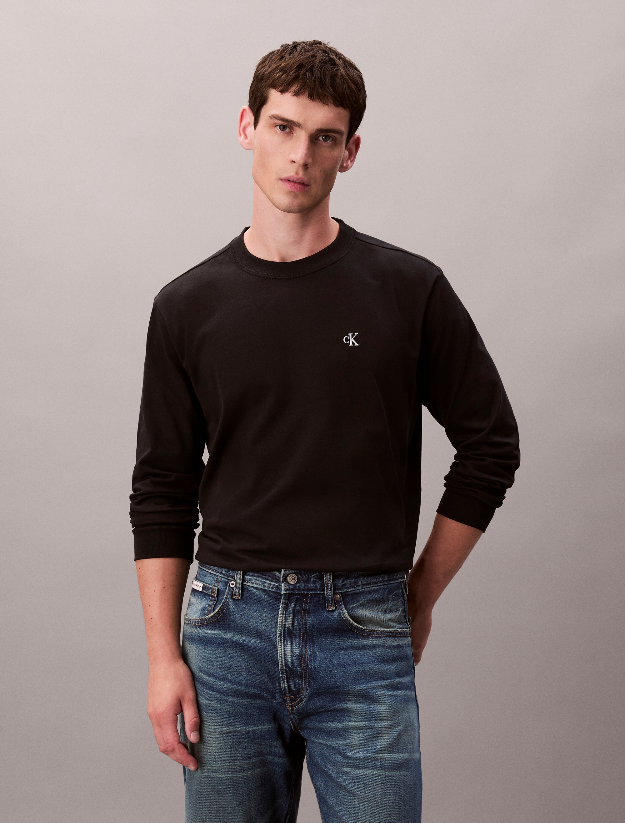 Image of Calvin Klein Jeans Langarmshirt "LS EASY MONOGRAM TEE" Mit Rundhalsausschnitt, regular fit