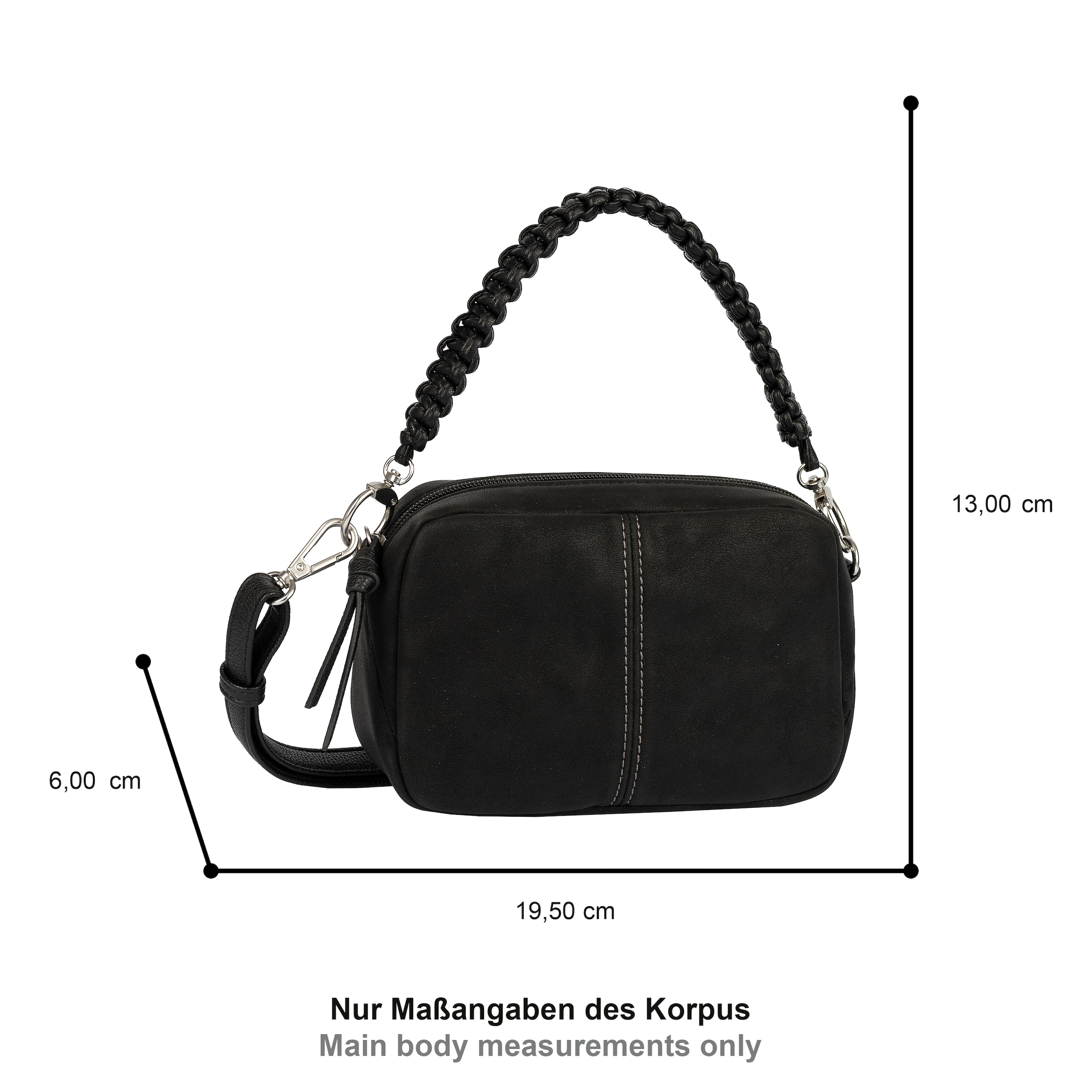 Gabor Sac à main »Belene« en nubuck doux avec poignées tressées & coutures décoratives marquantes