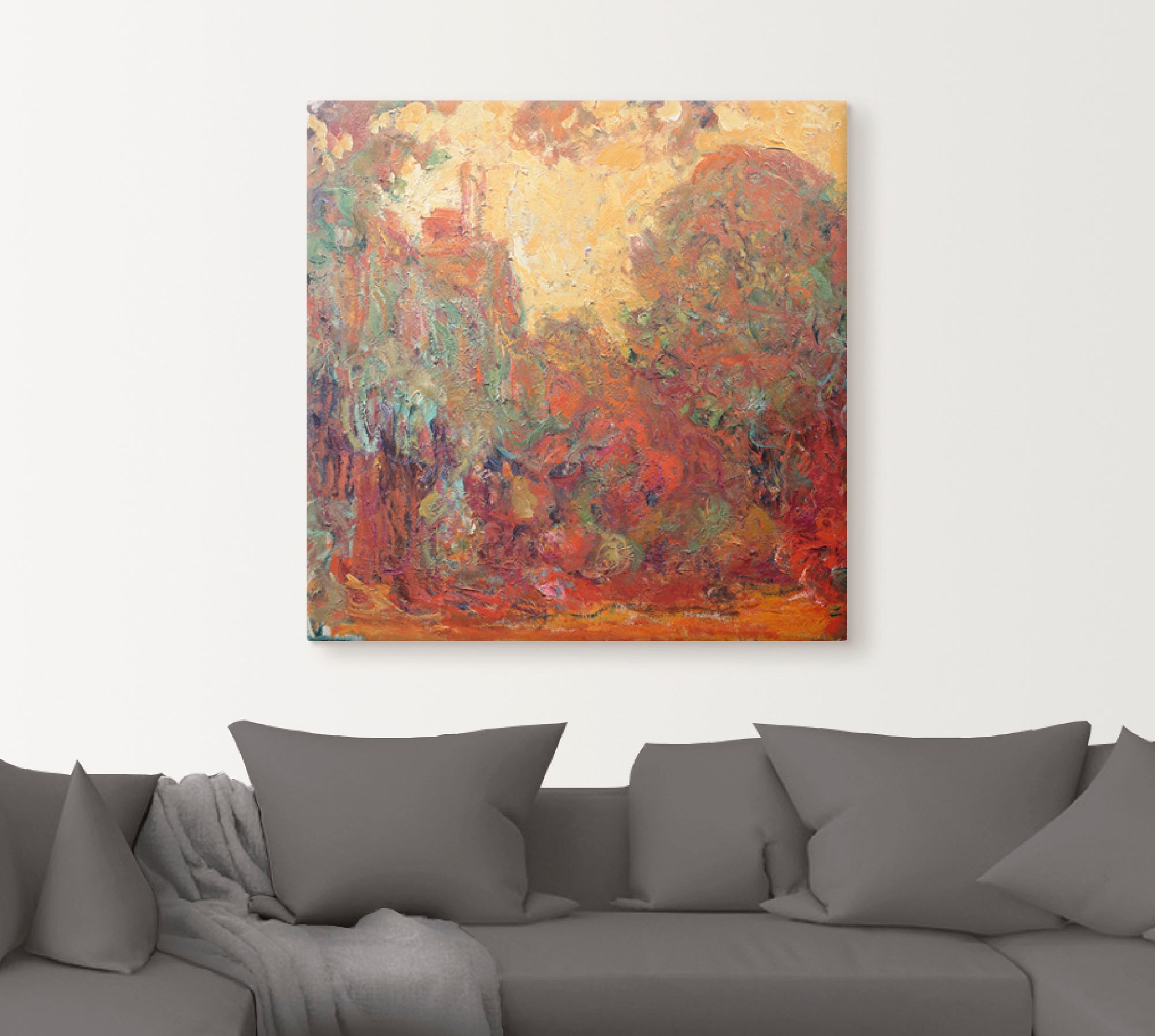 Artland Wandbild »Das Haus in Giverny Komposition in rot«, Gegenstandslos, (1 St.), als Leinwandbild, Poster in verschied. Grössen