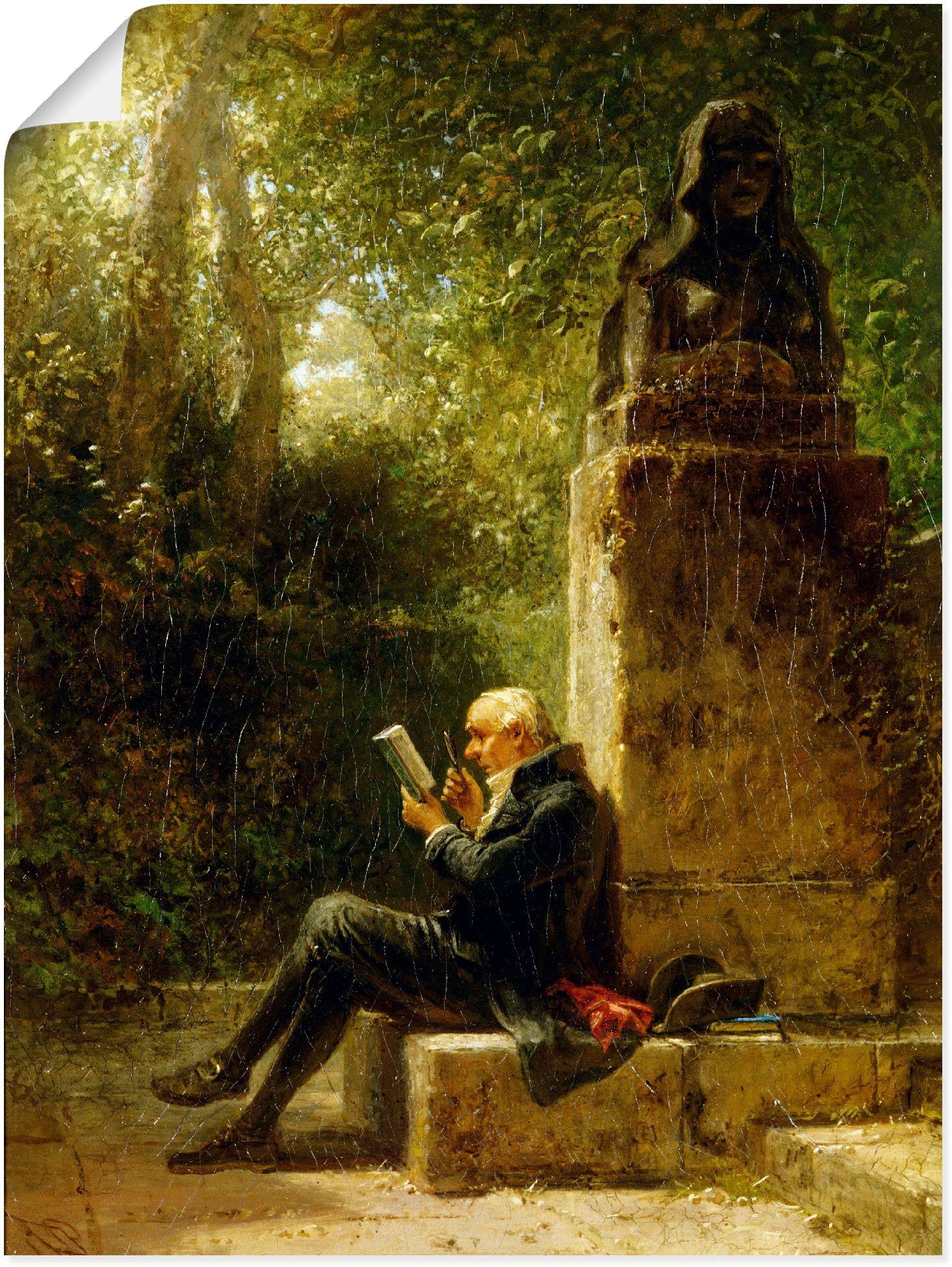 Artland Kunstdruck »Der Philosoph (Der Leser im Park)«, Mann, (1 St.), als Leinwandbild, Wandaufkleber oder Poster in versch. Grössen
